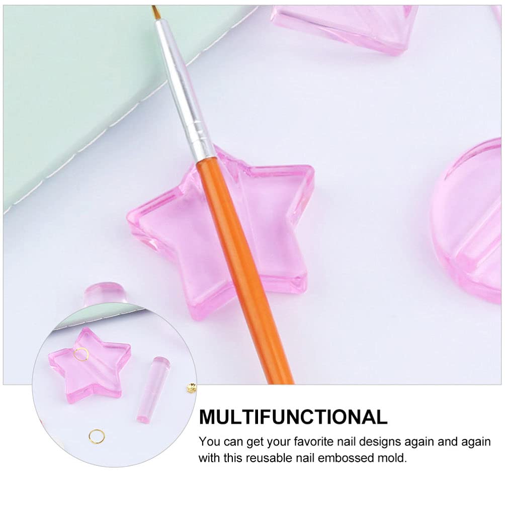 FOMIYES 4Pcs Nail Embossed Molds Set - Heart & Round Metal Frame DIY Manicure Tools for Nail Art, Stencils, and Professional Designs | Perfect for Home Salons, DIY Nail Artists, and Beauty Enthusiasts