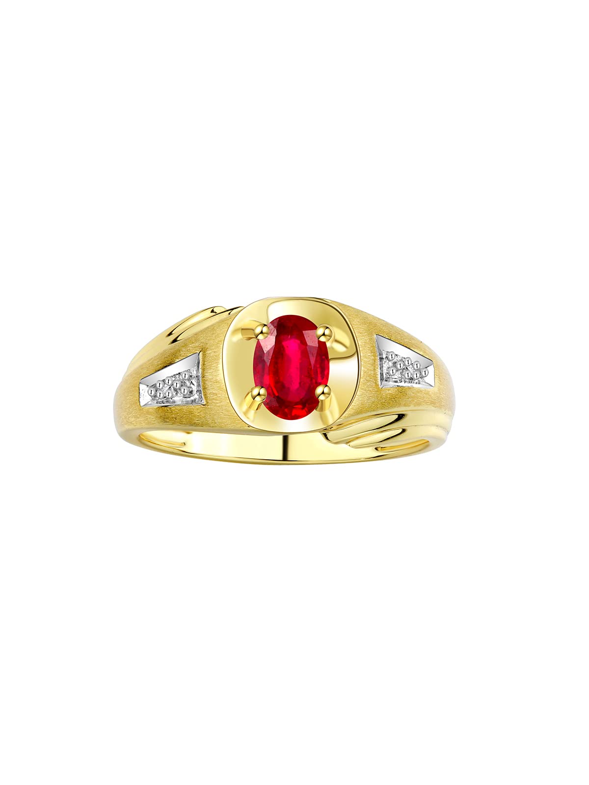 Rylos Men's 8X6MM Oval Gemstone & Diamond Ring - Classic Designer Style, Color Stone Birthstone, Yellow Gold Plated Silver Ring for Men (Sizes 8-13) | Perfect for Weddings, Anniversaries & Special Occasions