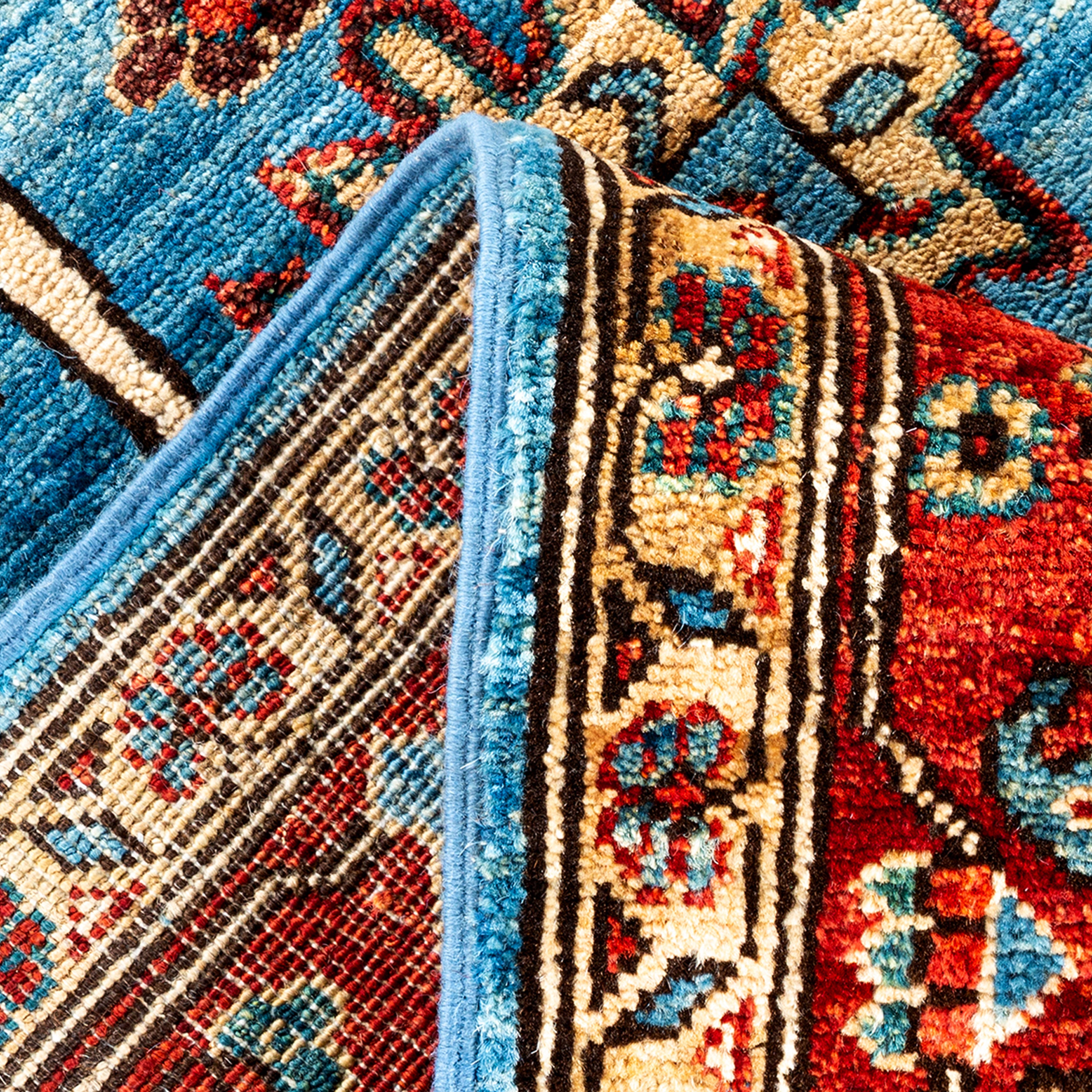 Handmade Blue Traditional Serapi Wool Rug 6'2