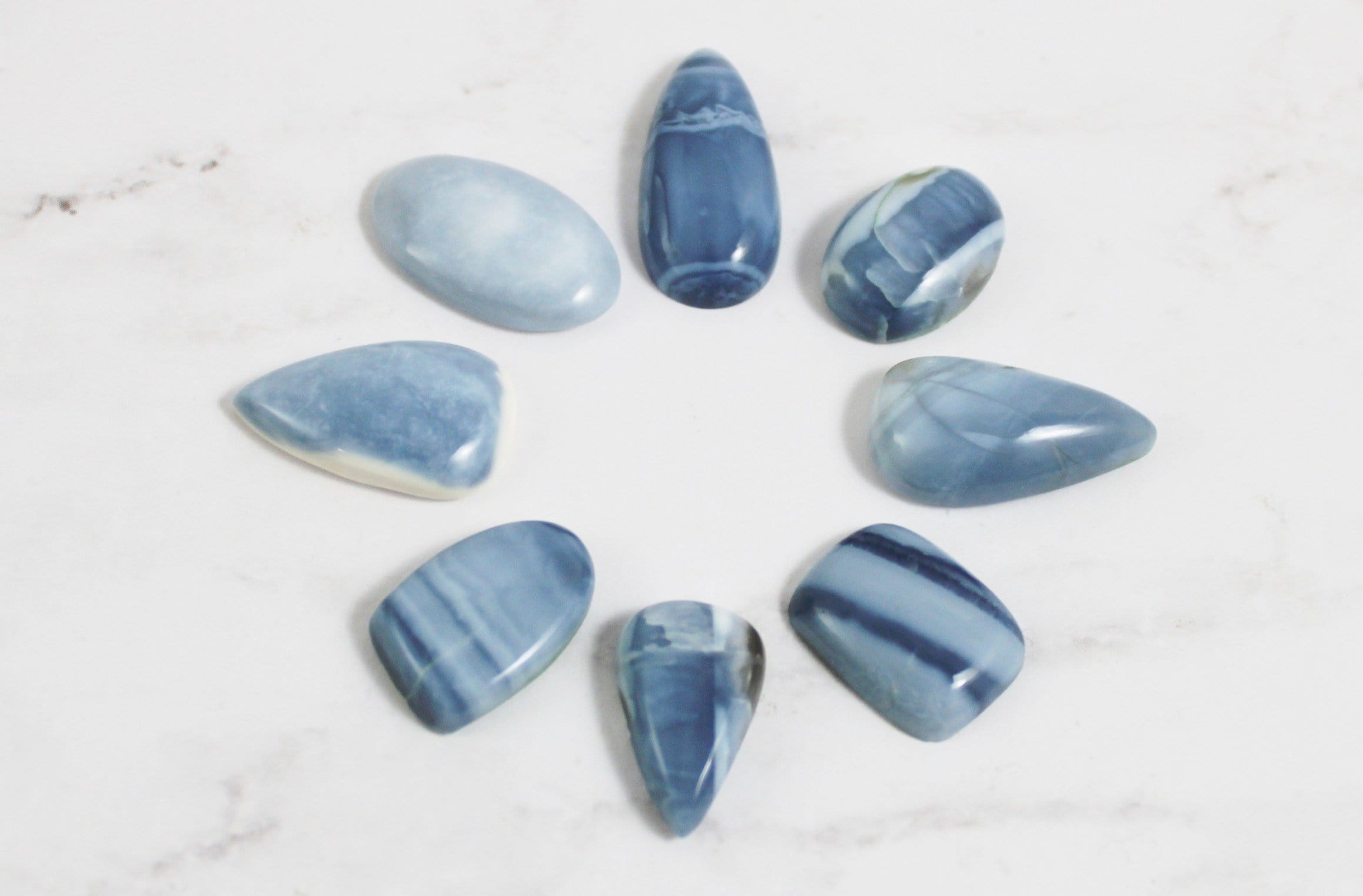 Natural Blue Opal Cabochons for Jewelry Making - High Quality Gemstone Beads for Necklaces, Rings & Bracelets - Perfect for DIY Crafting & Gifts