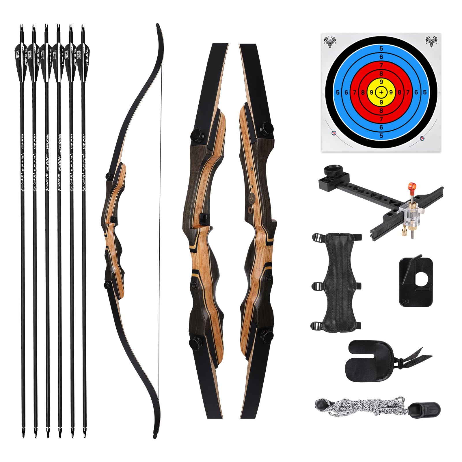 62 Inch Takedown Recurve Bow for Adults & Youth - Right & Left Handed Hunting Bow Set with 20-50lbs Draw Weight | Perfect for Beginners, Target Practice & Outdoor Archery Training
