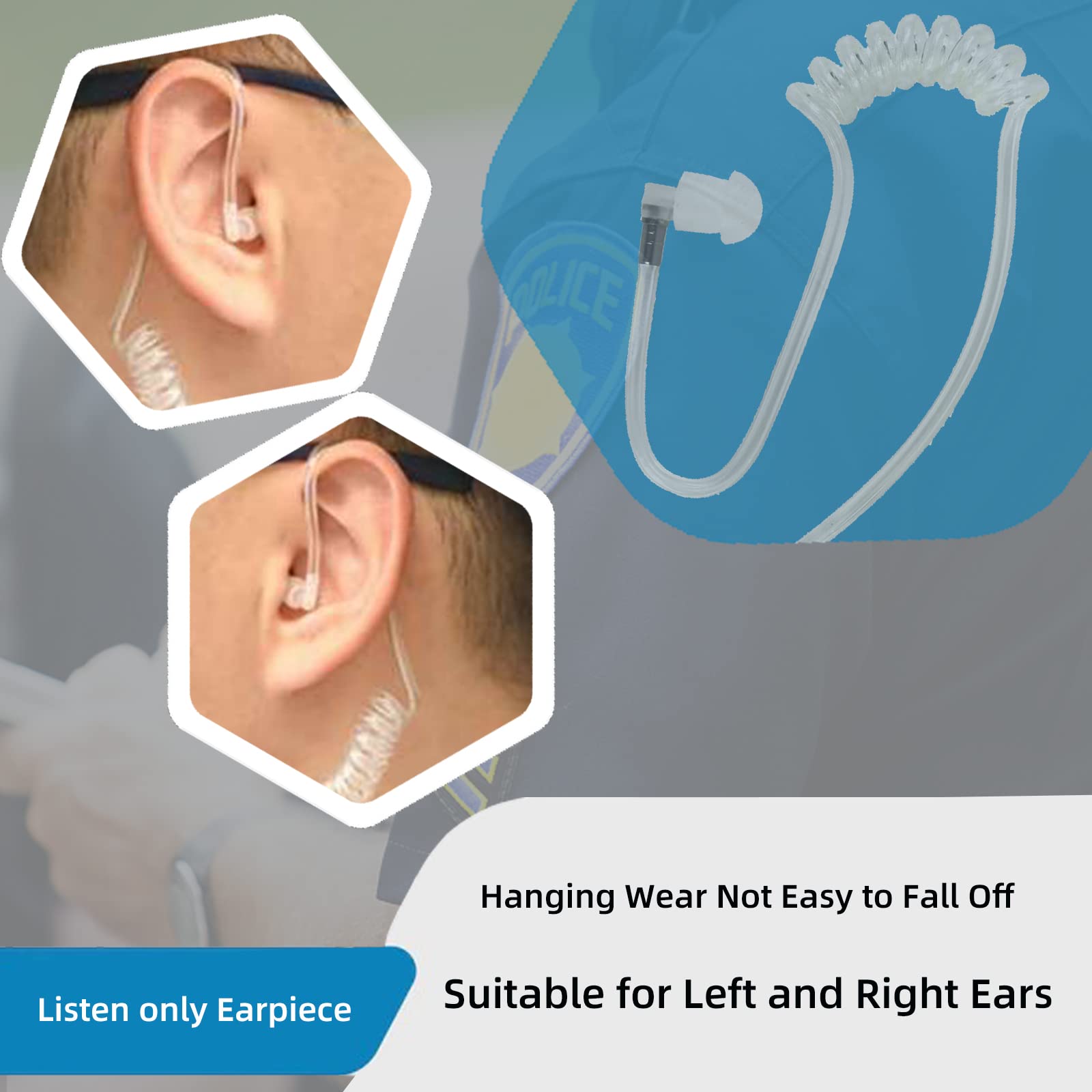 Retevis 3.5mm Security Acoustic Tube Earpiece Headset - 1 Pin Listen Only/Receive Earpiece with Coil Tube - Compatible with 2 Way Radios, Transceivers & Speaker Mics (4 Pack) - Ideal for Security Guards, Event Staff & Construction Workers