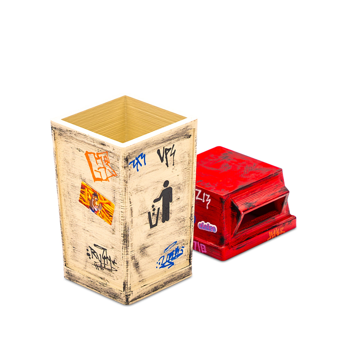 FutureBoundPrints Fingerboard Ramp - Thrashed Municipal Park Trash Bin Design for Tech Decks & Finger Skateboards - Perfect for Skate Park Style Tricks & Indoor Play
