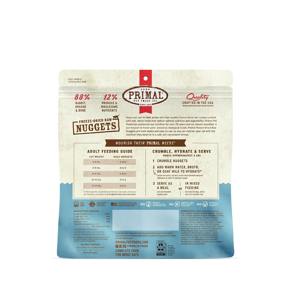 Premium Freeze-Dried Rabbit Nuggets for Cats - High Protein, Grain-Free Cat Food - Perfect for Indoor & Outdoor Cats, Training Treats & Meal Toppers