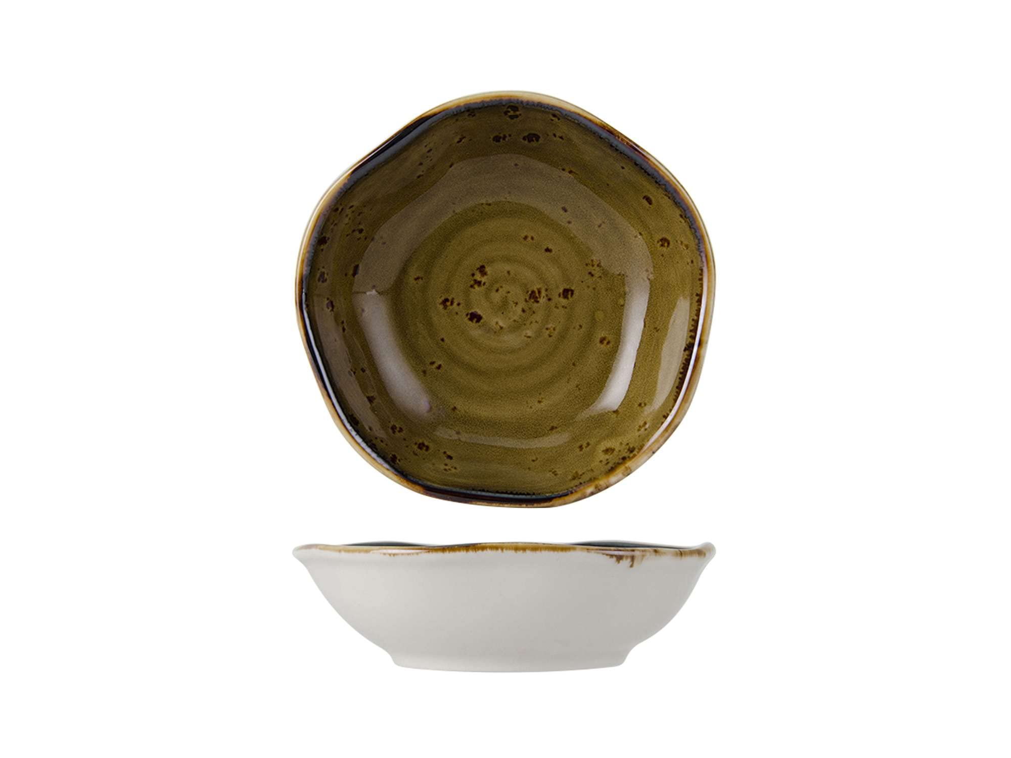 Tuxton Artisan Geode Walnut Reactive Natural 5.5-Ounce Fruit Dish, Set of 24, Brown - Scratch & Chip Resistant, Lead & Cadmium Free - Dishwasher, Microwave & Oven Safe - Perfect for Serving Fruits, Nuts & Desserts at Parties, Weddings & Home Decor