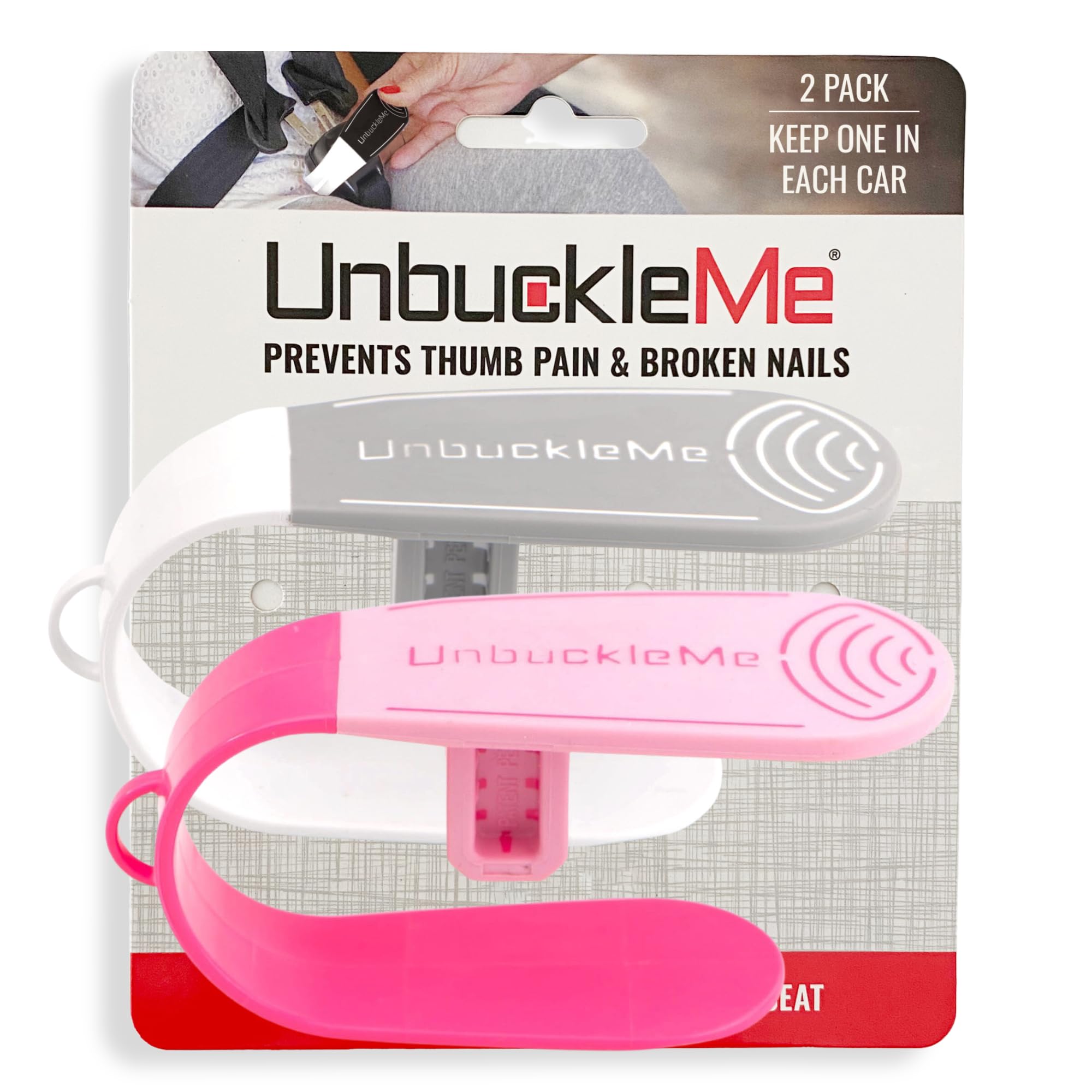 UnbuckleMe Car Seat Buckle Release Tool - Pink & Gray 2 Pack - Easy Car Seat Buckle Opener for Parents & Caregivers - Perfect for Travel, School Pickup & Baby Safety in Vehicles