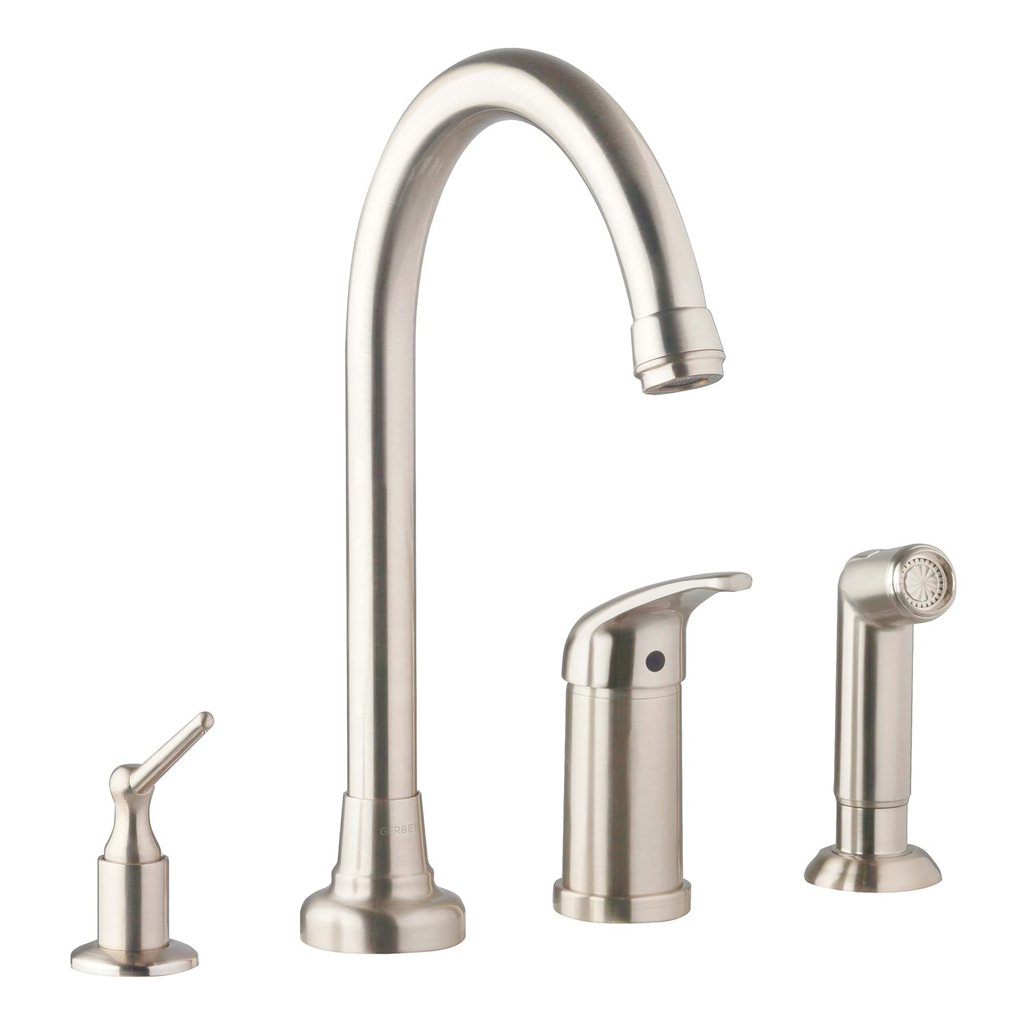 Gerber Plumbing Melrose Single Handle Kitchen Faucet with Side Spray & Soap Dispenser - Stainless Steel Pull-Down Sprayer for Modern Kitchens & Home Renovation