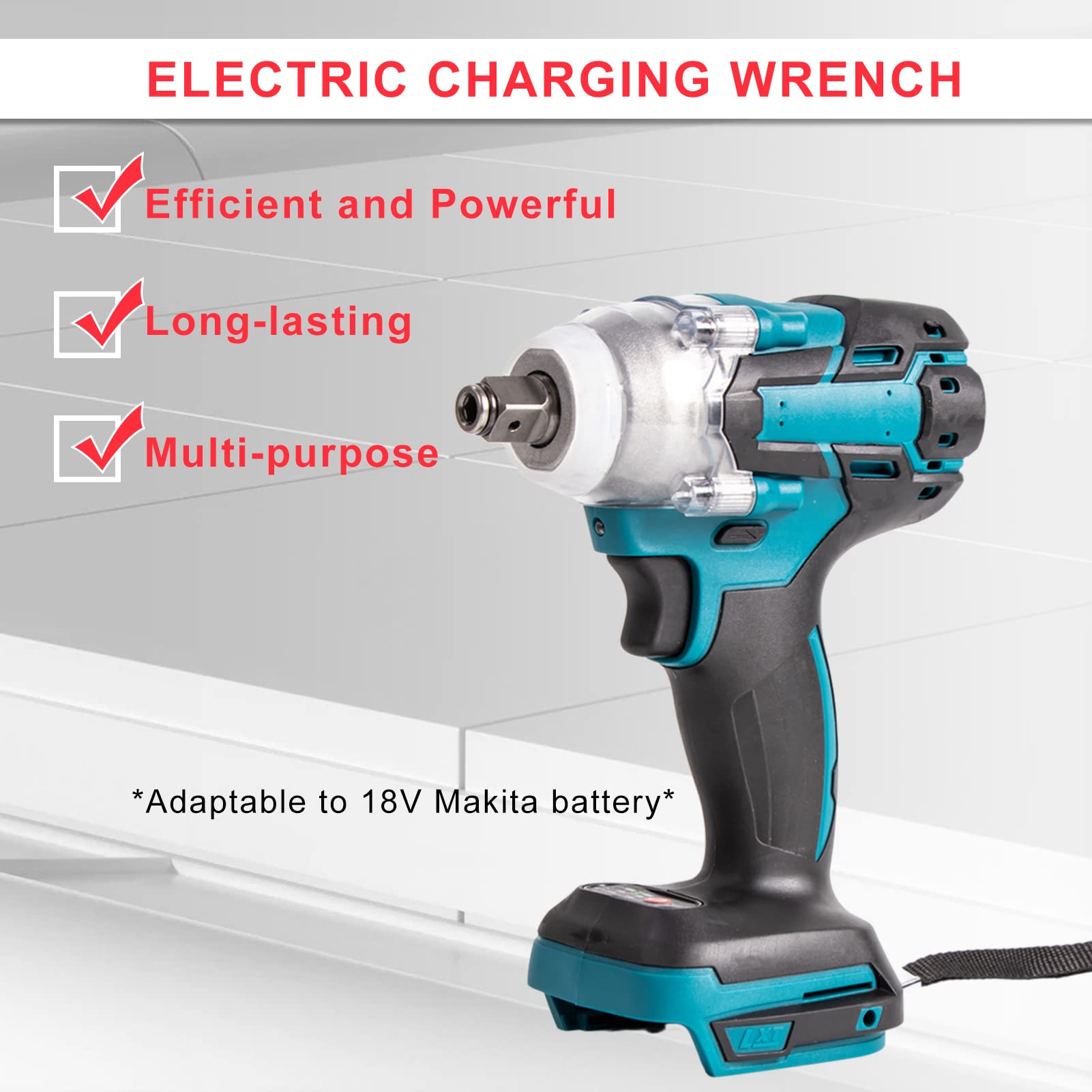 21V Rechargeable Brushless Electric Impact Wrench - 1/2 Inch Compact Cordless Power Tool with Battery - Perfect for Automotive Repair, Construction & DIY Projects