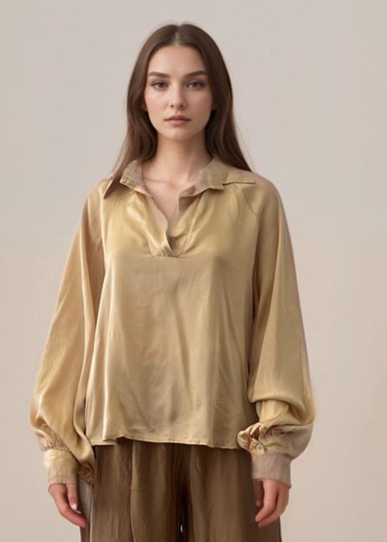 Ibiza Solid Blouse in Caramel - Women's Casual Short Sleeve T-Shirt for Summer Outfits, Beachwear & Vacation Essentials