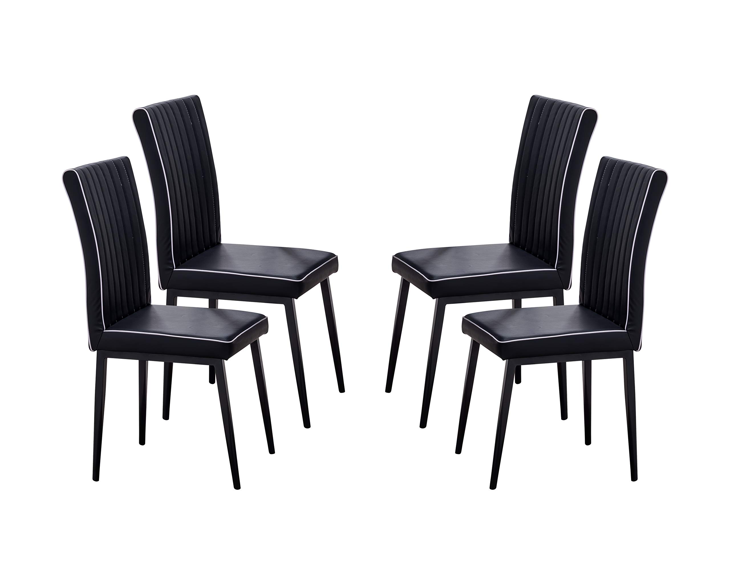 Kings Brand Furniture - Brookings Modern Metal & PU Leather Dining Chairs Set of 4, Black - Elegant Dining Room Seating for Home, Restaurant & Office