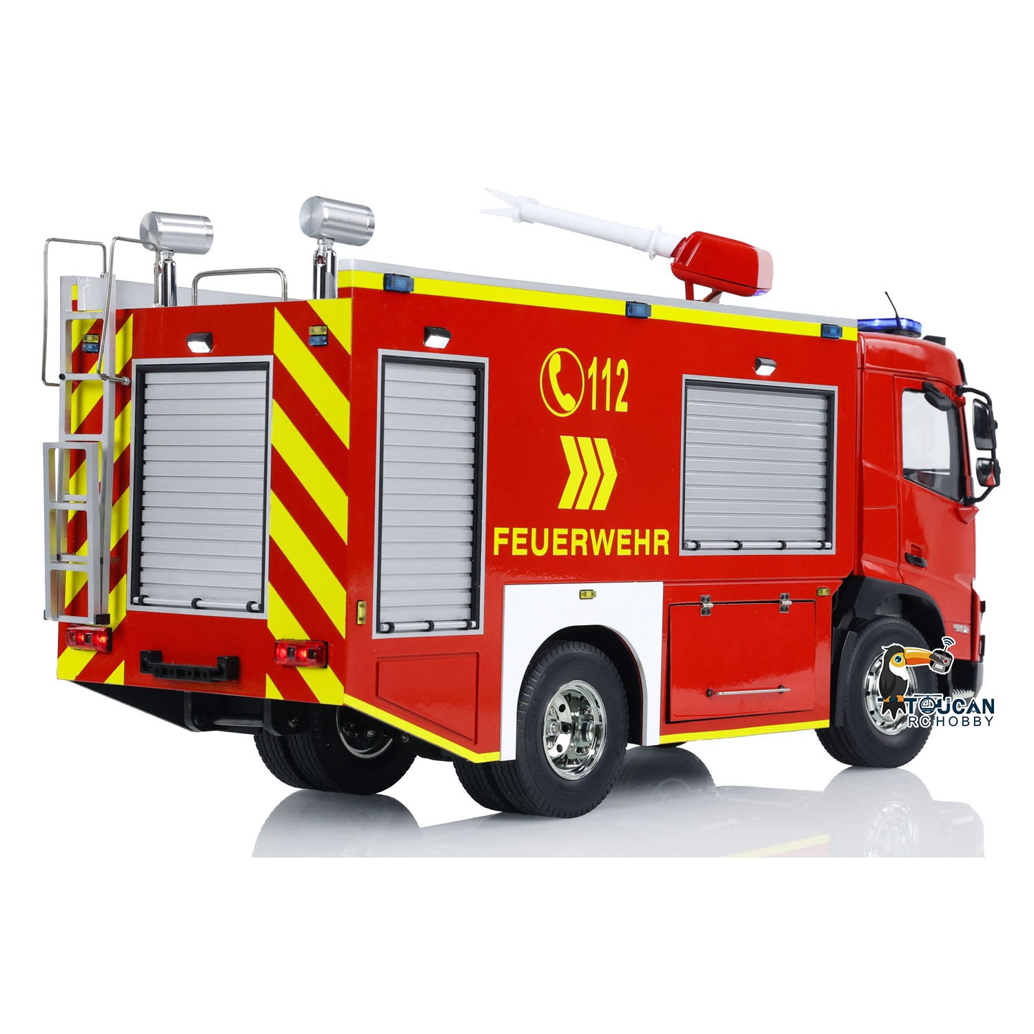 1/14 Scale 4x2 RC Fire Truck with 2-Speed Transmission - Pre-Assembled & Painted - FlySky ST8 Remote Control - Perfect for Firefighting Simulation & RC Car Enthusiasts