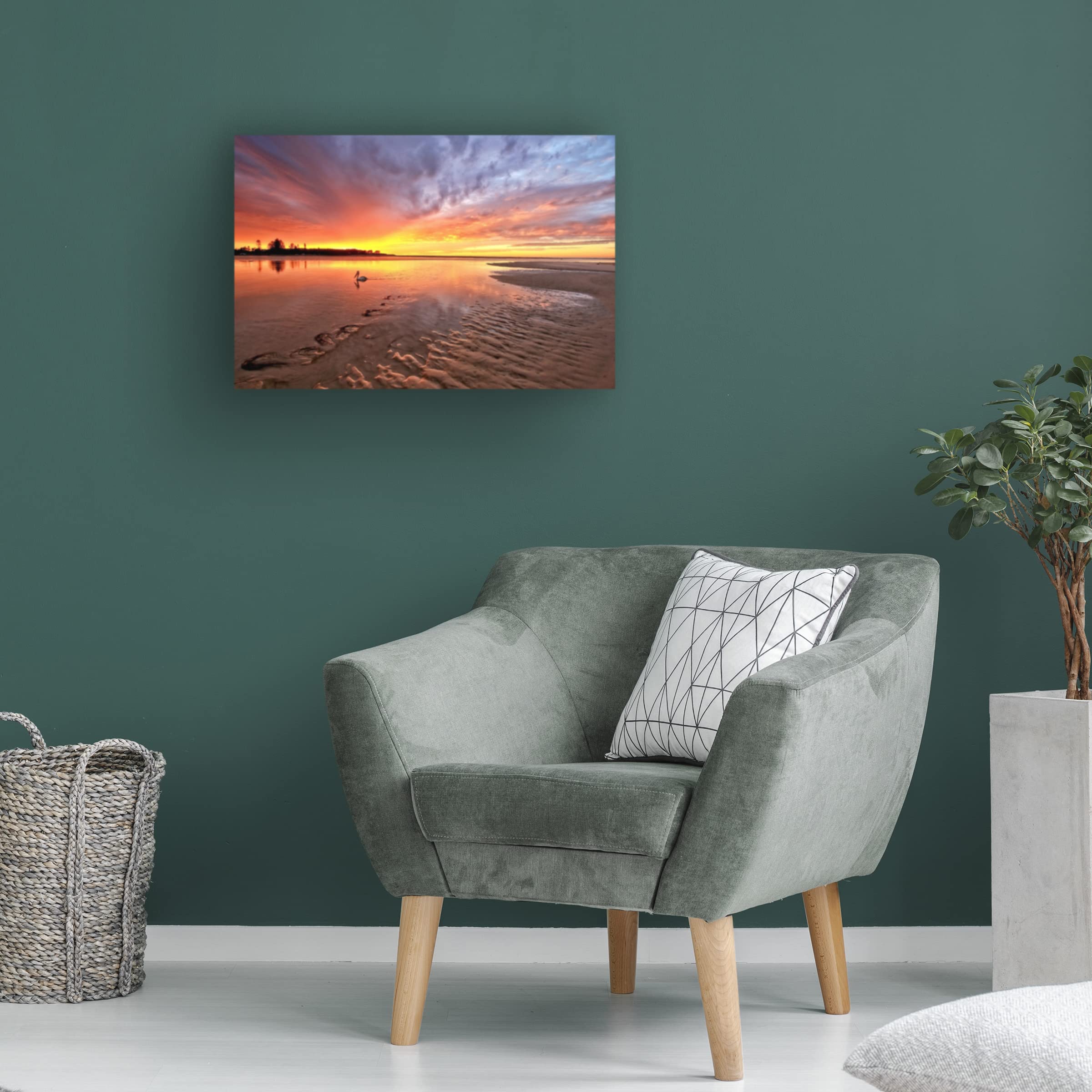 Trademark Fine Art 'The Entrance Beach Sunrise' Canvas Wall Art by Beata Czyzowska - Coastal Sunrise Painting for Living Room, Bedroom & Office Decor