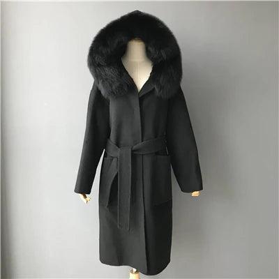 Beige with fur cuffs