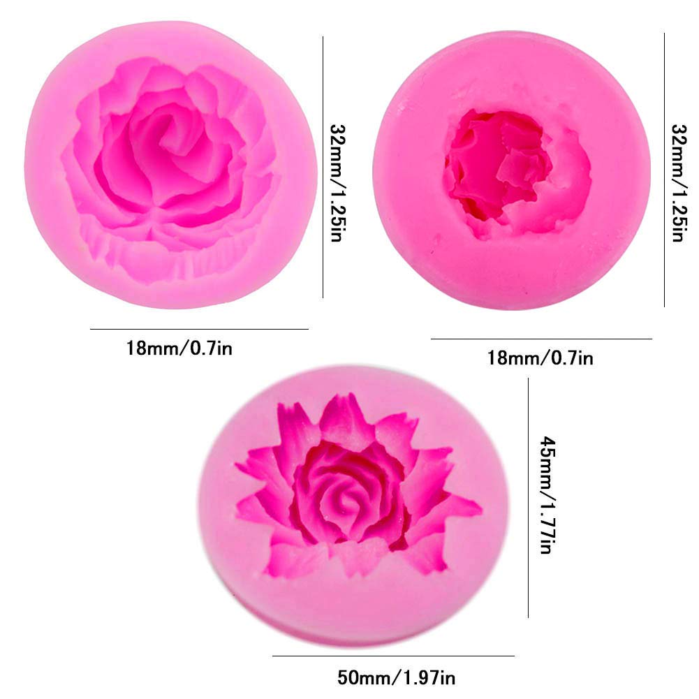 3 Pack 3D Flower Bloom Rose Silicone Molds for Resin, Candles, Cake Decorating - DIY Chocolate, Soap & Candy Making Craft Supplies - Perfect for Wedding, Home Decor & Gift Making