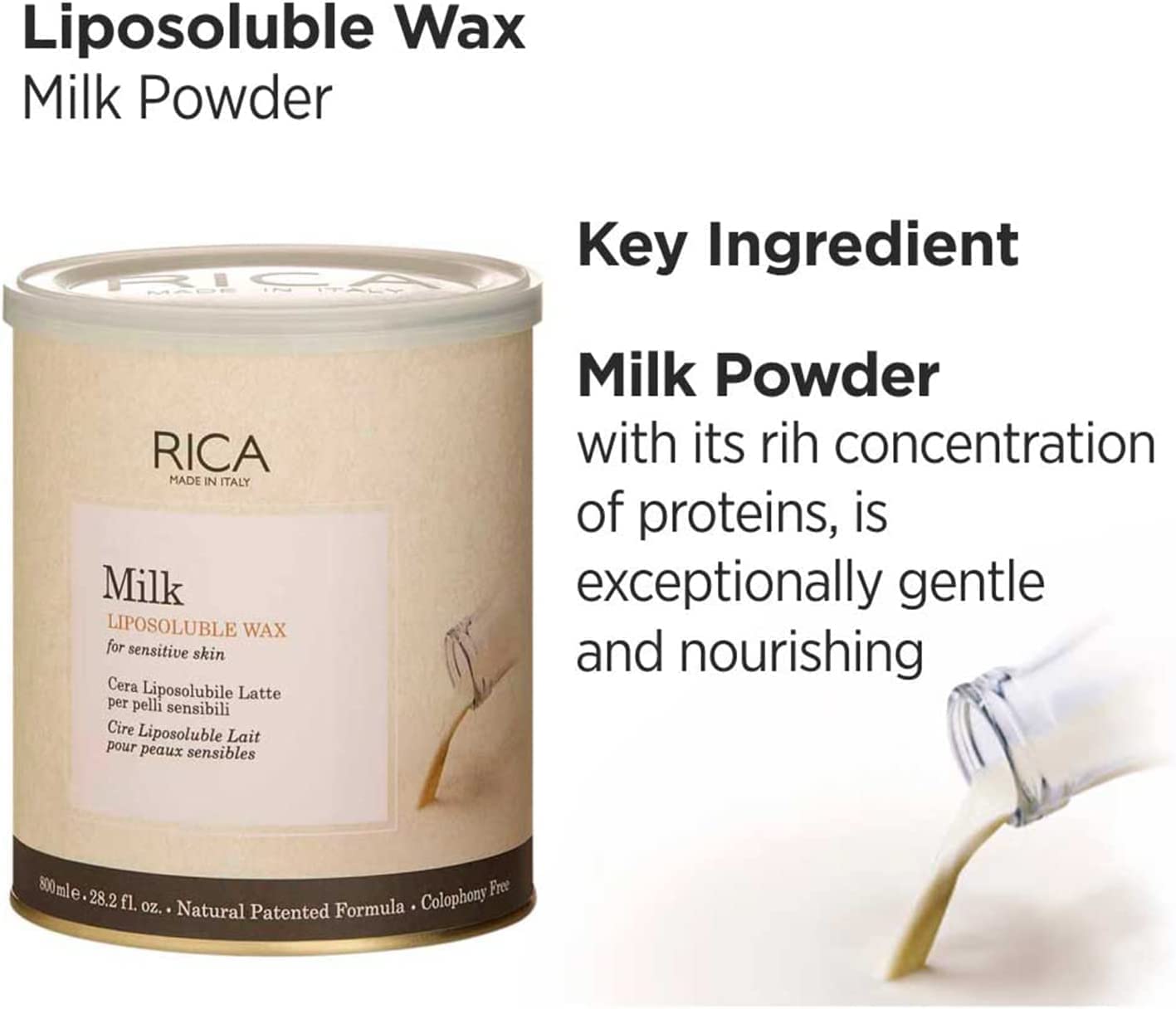 Rica Milk Wax - 800ml Hair Styling Wax for Men & Women - Smooth Hold & Shine - Perfect for Daily Styling, Curly Hair & Frizz Control
