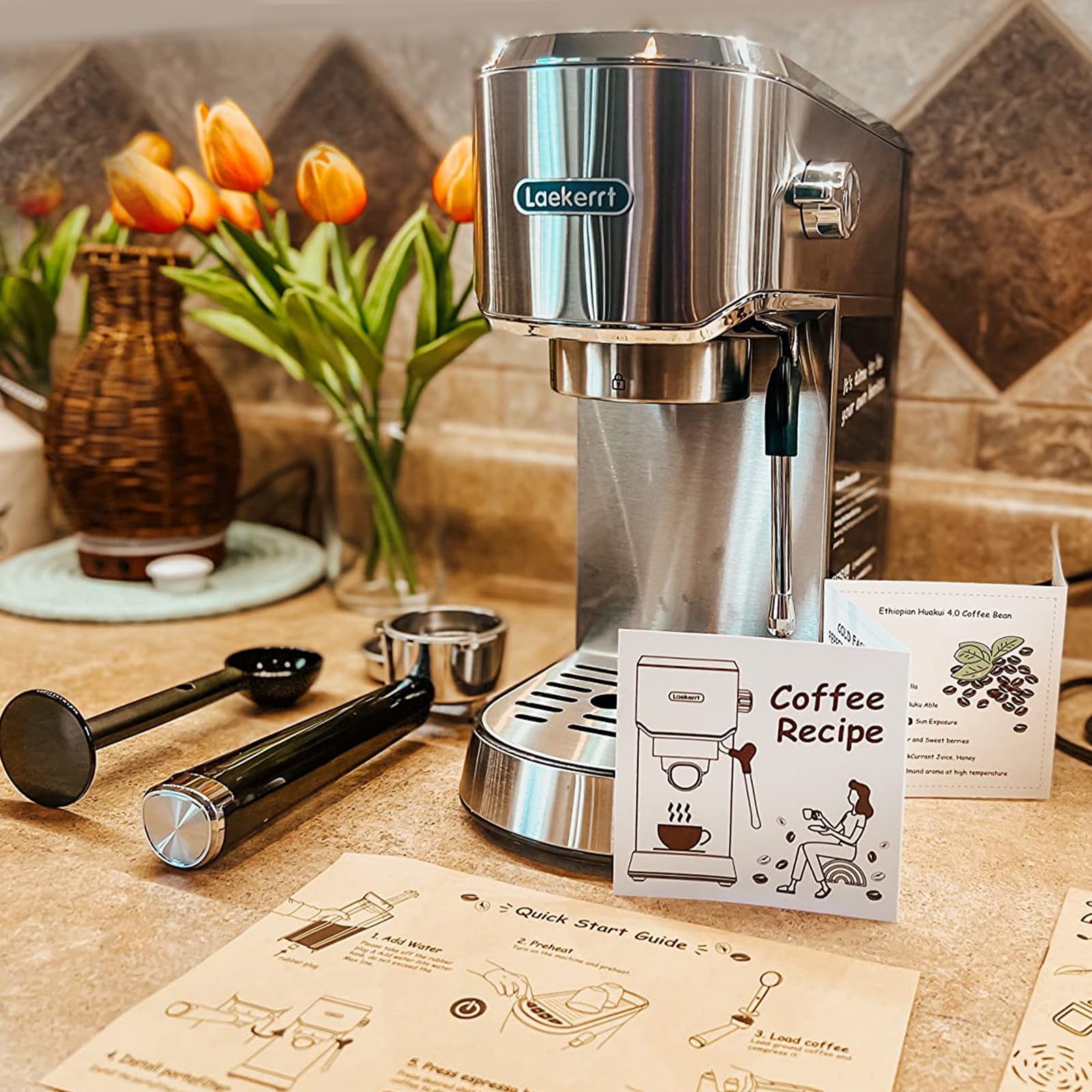 Premium 20 Bar Espresso Coffee Machine with Milk Frother - Compact Stainless Steel Coffee Maker for Cappuccino & Latte - 34oz Removable Water Tank - Perfect for Home, Office, and Small Cafes