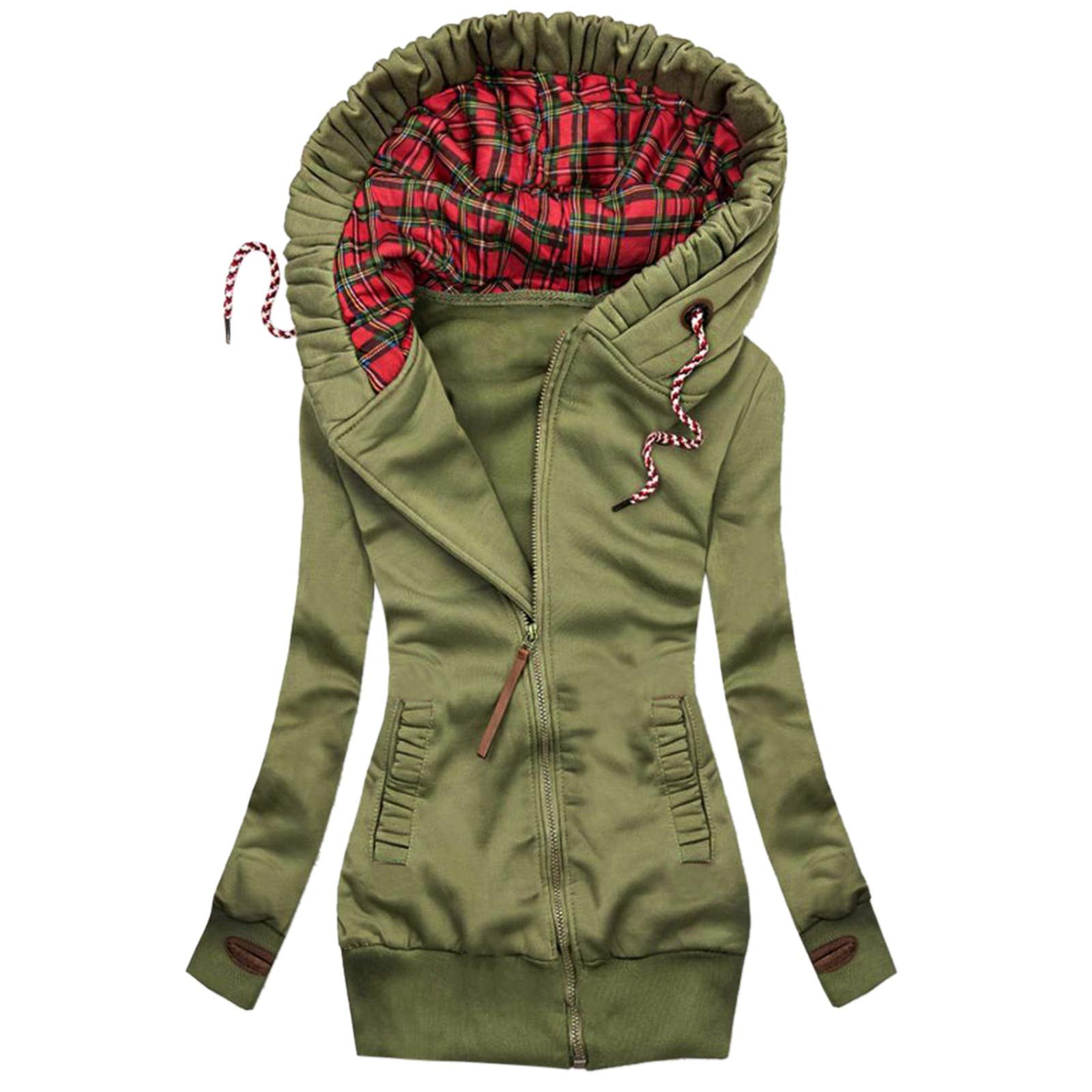 Miximx Women's Sexy Long Sleeve Tops with Pockets - Fall Casual Coat Outerwear Tight Jacket for Date Night & Office Wear