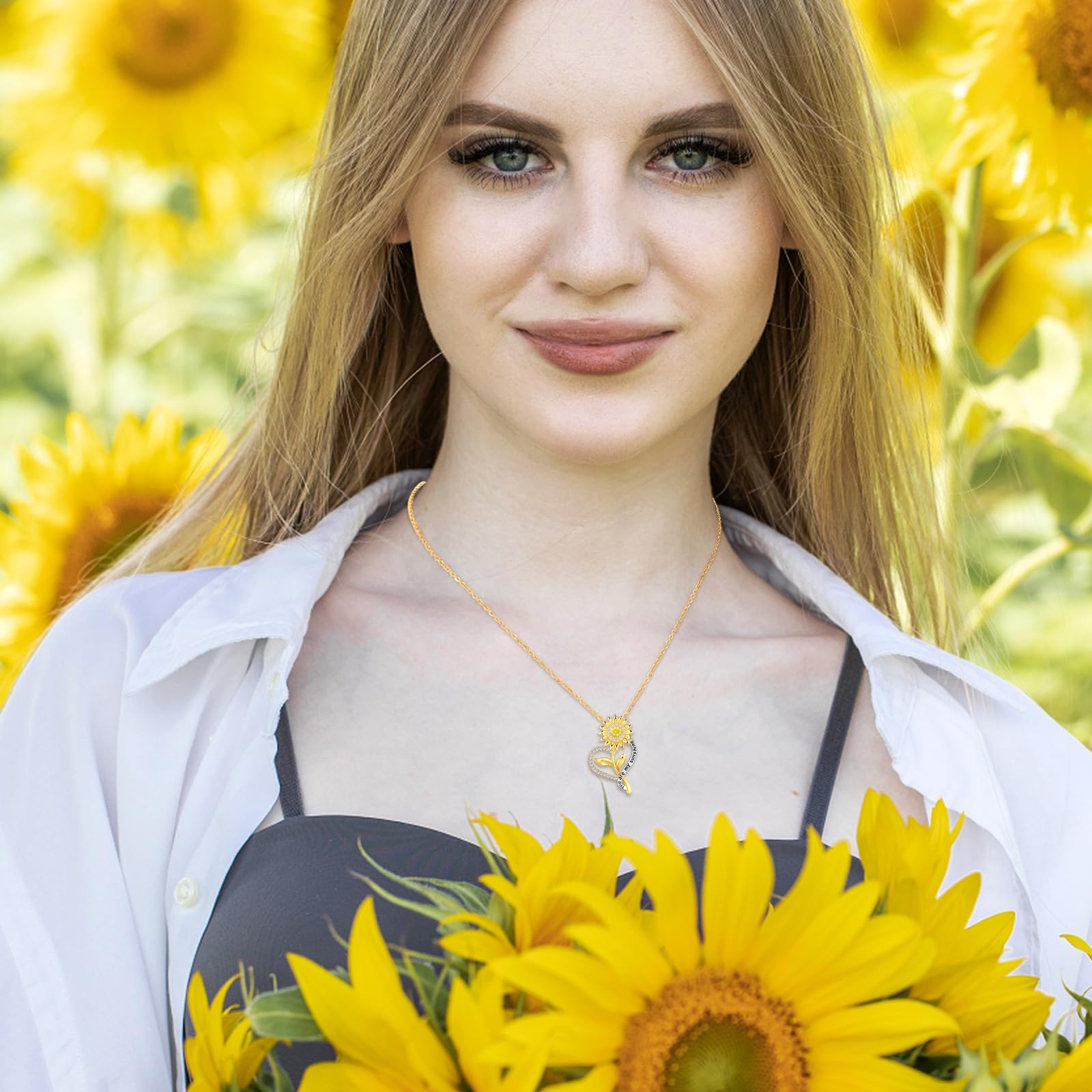 Sunflower Necklace for Women - Elegant Anniversary Jewelry Gift for Wife, Mom, or Loved Ones - You Are My Sunshine Pendant - Perfect for Birthdays, Mother's Day & Special Occasions