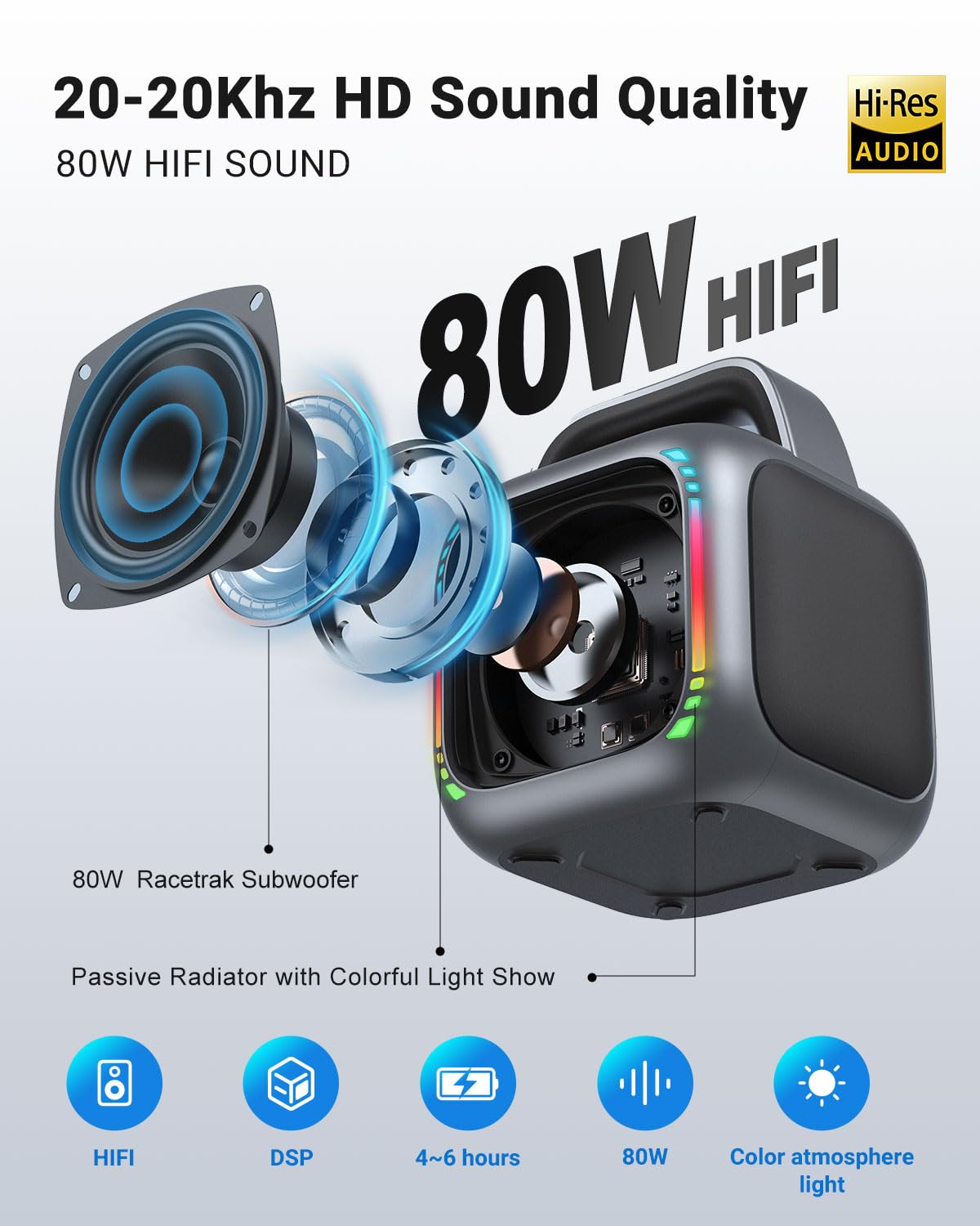 Portable Karaoke Machine with 2 Wireless Microphones - Bluetooth PA Speaker System with RGB Lights for Adults & Kids - TWS Party Speaker with AUX/USB/TF Input - Perfect for Home Parties, Birthday Celebrations & Outdoor Gatherings
