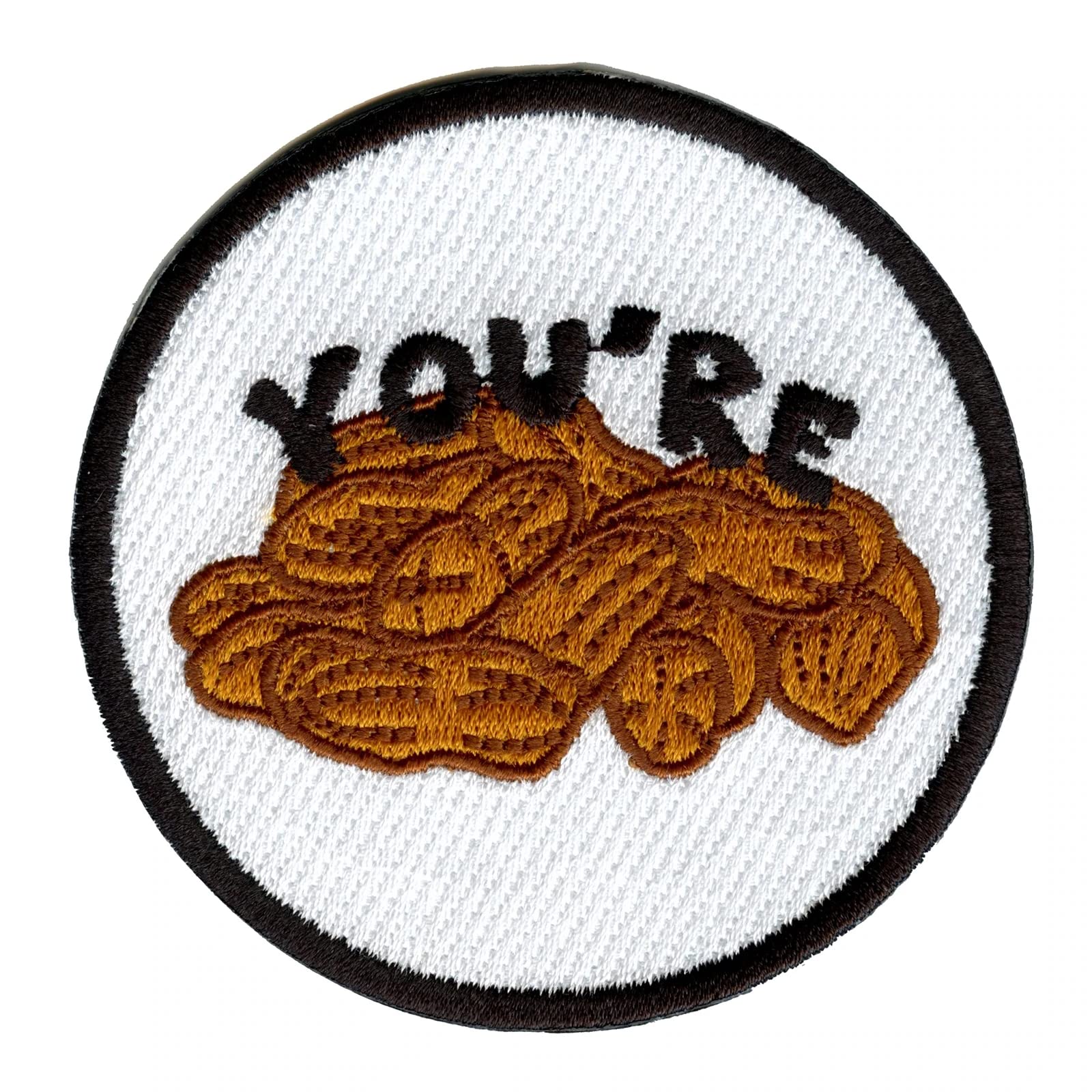 Funny Peanuts Pun Meme Embroidered Iron On Patch - 'You're Nuts' Design for DIY Jackets, Bags & Denim Customization
