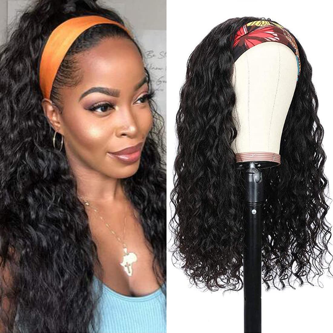 AUTTO Brazilian Virgin Human Hair Headband Wig - 14