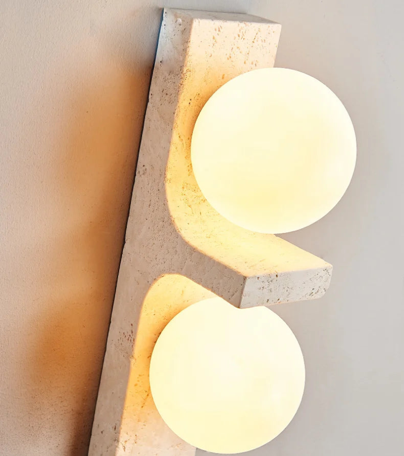 Lumina Twin Globe Marble Wall Sconce - Modern Marble & Glass Wall Light Fixture for Bedroom, Living Room, Hallway - Elegant Home Decor Lighting