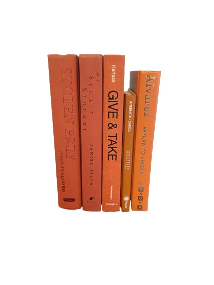 SoBoho Colored Real Decorative Book Set - Stylish Bookshelf Decor for Home, Office & Coffee Table - Perfect for Bookshelf Styling, Living Room Decor & Interior Design (Orange) - Great for Home Staging, Photo Props & Gift Ideas