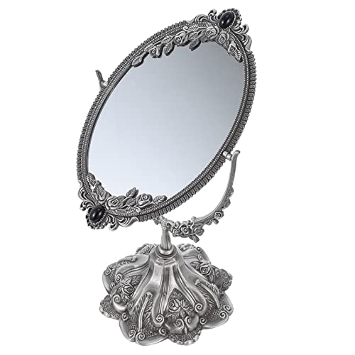Vintage Double-Sided Cosmetic Mirror with Stand - Antique Decorative Makeup Vanity Mirror for Dressing Table & Bedroom Decor - FOMIYES Elegant Tabletop Mirror for Home & Salon Use