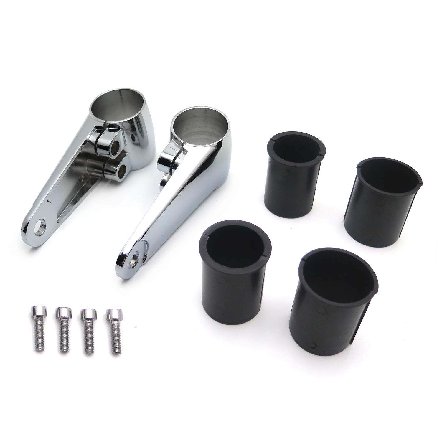 Chrome Billet Aluminum Headlight Fork Mounting Brackets - Compatible with 35mm, 39mm, 41mm Forks - Universal Fit for Motorcycle, Dirt Bike, Cruiser & Cafe Racer - Easy Installation & Durable Construction