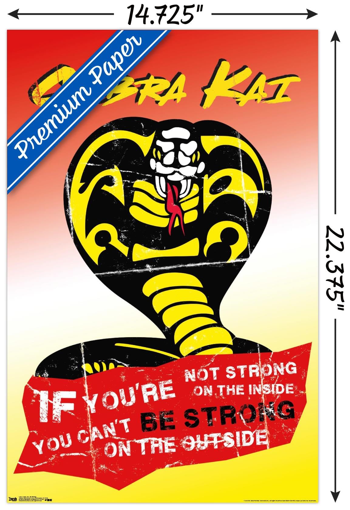 Cobra Kai Be Strong Wall Poster - 14.725 x 22.375 Inches Premium Unframed Decor - Perfect for Bedroom, Gym, Office & Man Cave Inspiration