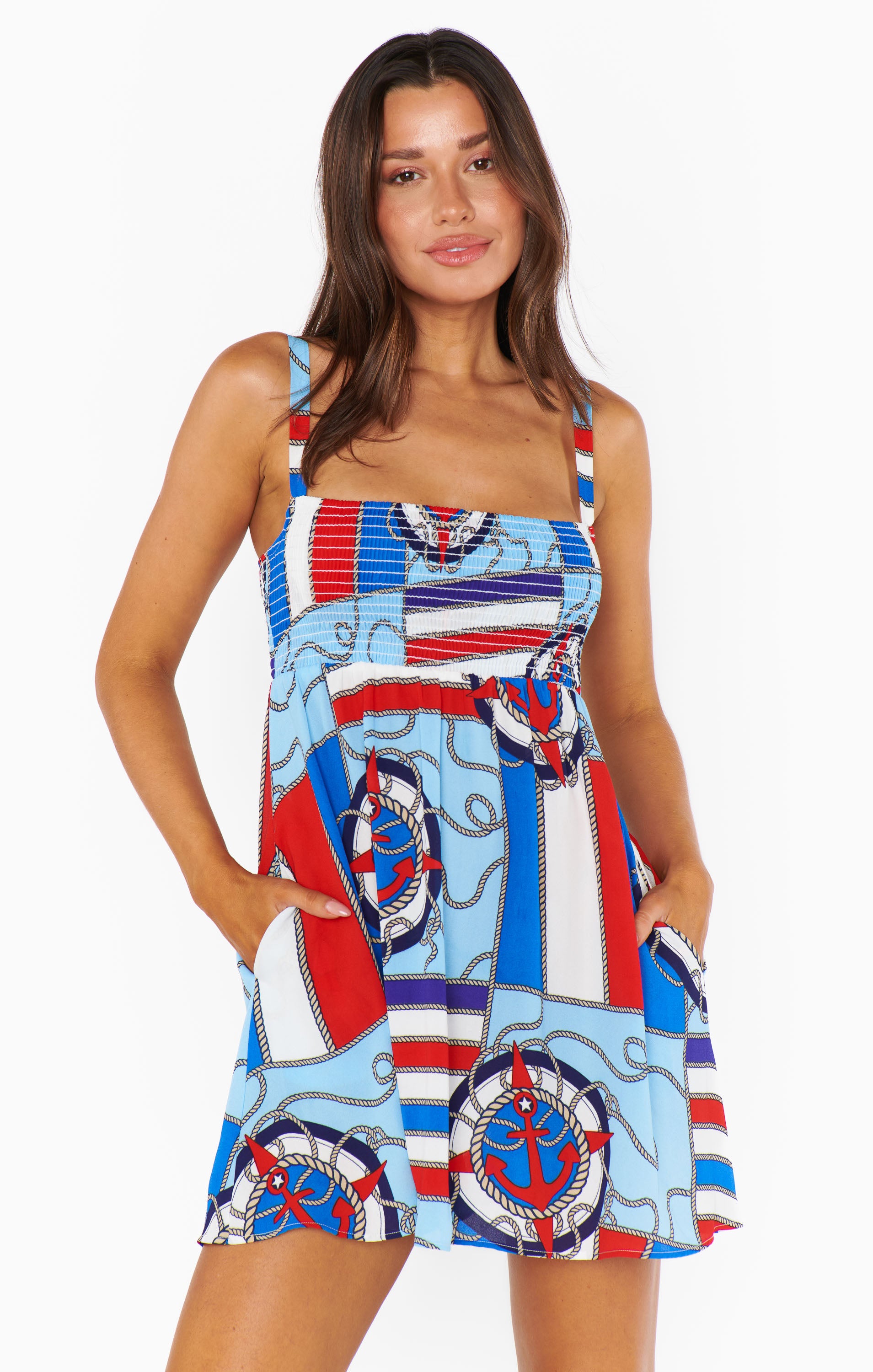 Stylish Mallory Mini Dress with Anchor Print - Perfect for Summer Outings, Beach Vacations & Casual Dates