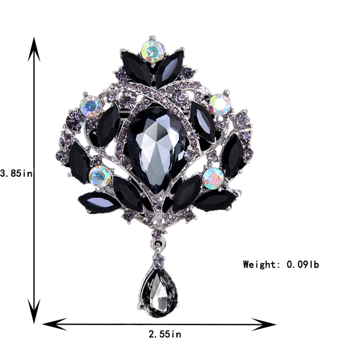 Seven Wolves Crystal Crown Brooch - Rhinestone Dress Pin for Women | Party & Wedding Accessory
