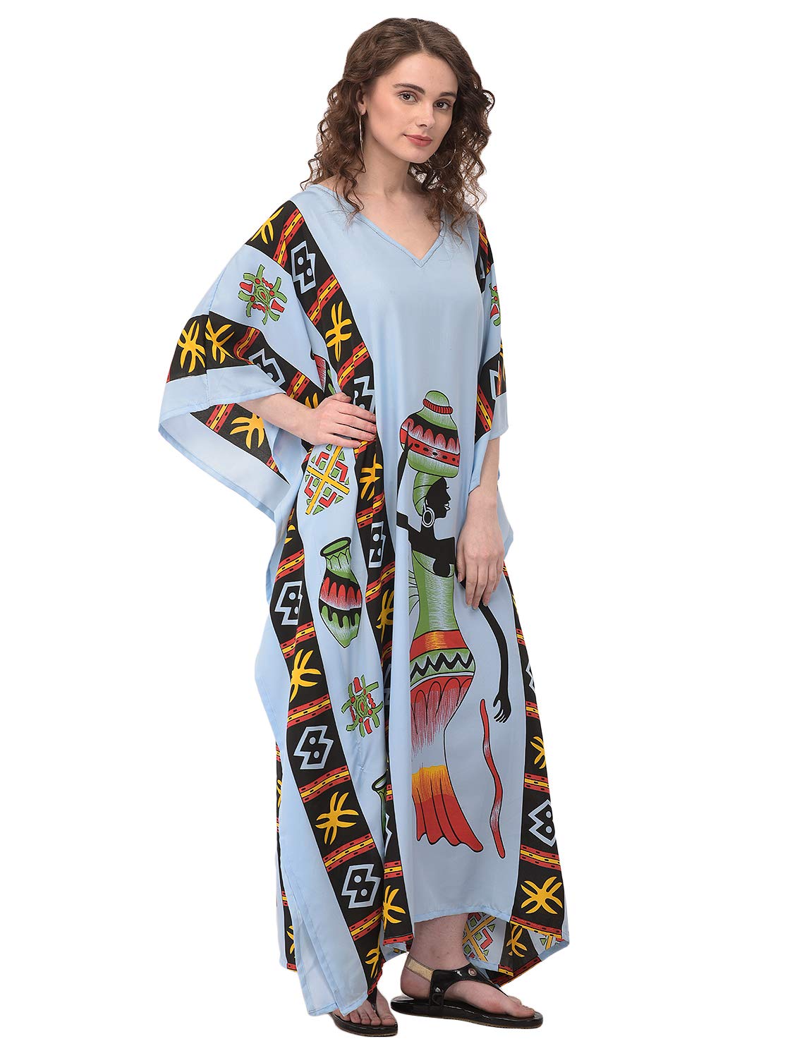 Oussum Plus Size Long Caftan Dress for Women - Beach Cover Up, Maxi Gown, Casual Loungewear & Summer House Dress | Perfect for Vacations, Pool Parties and Relaxing at Home