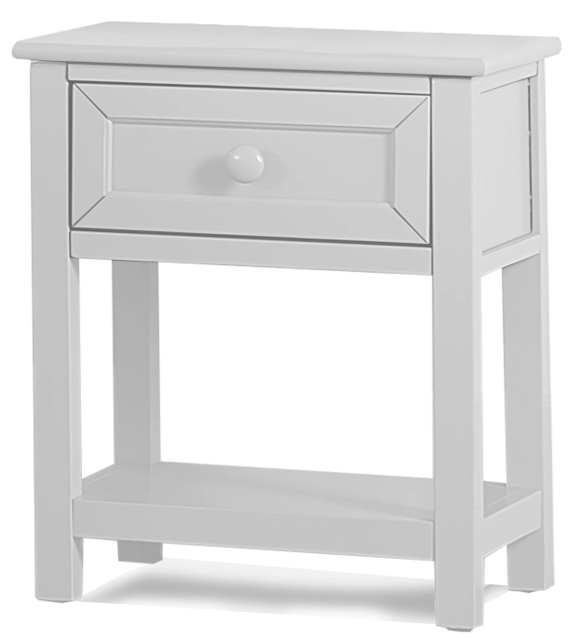 Hillsdale Schoolhouse 4.0 White Nightstand with 1 Drawer - Bedside Table for Bedroom, Living Room & Guest Room Storage