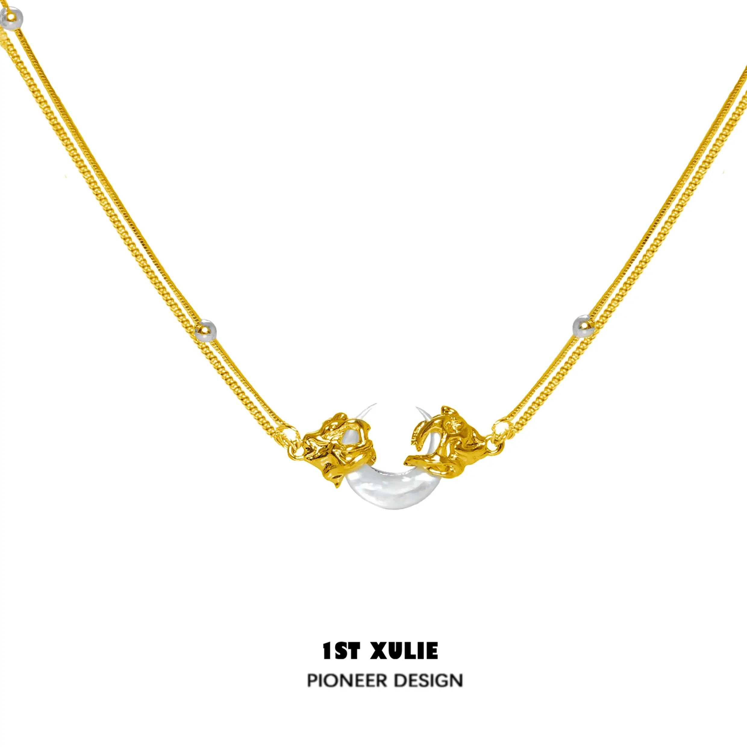 MYTH OF THE MOON Pendant Necklace - 925 Sterling Silver with 24K Gold Plating - Elegant Jewelry Gift for Women - Perfect for Date Night, Weddings & Special Occasions