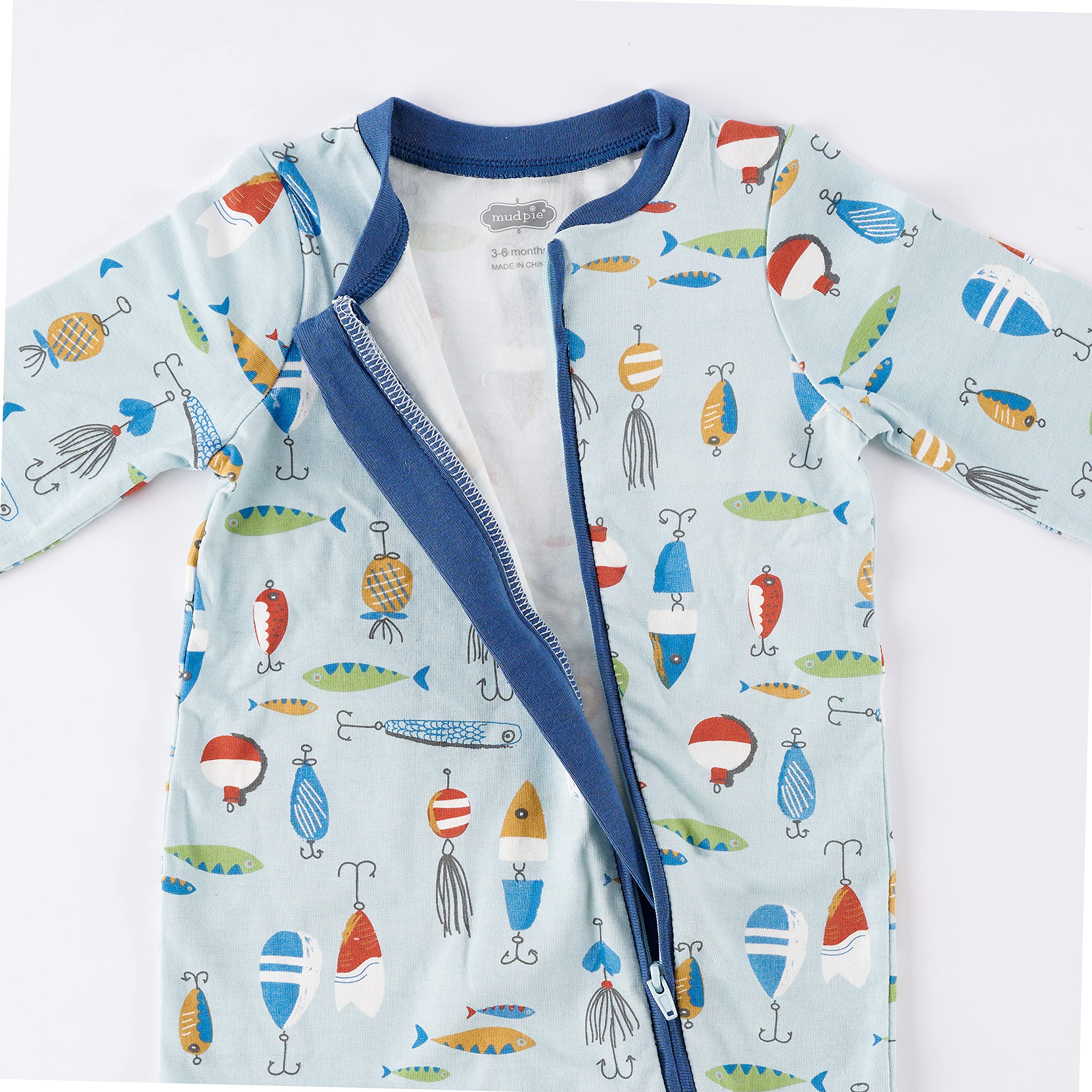 **Mud Pie Baby Boys' Fishing Lure Sleeper Outfit - Adorable & Comfortable Pajamas for Toddlers - Perfect for Bedtime, Lounging & Photo Shoots**