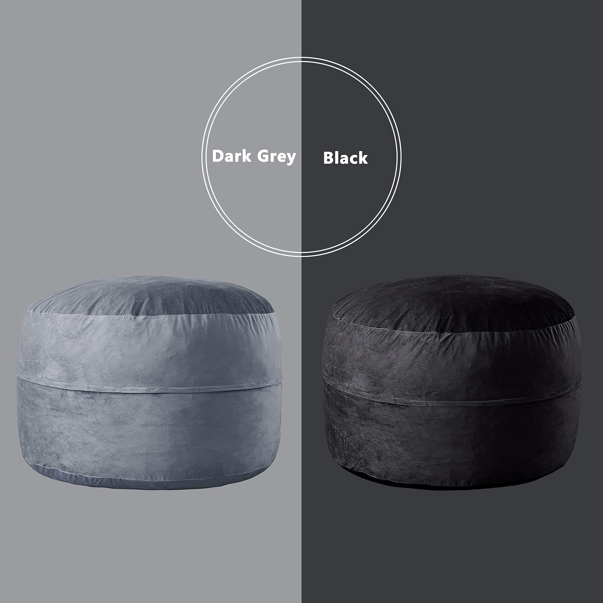 **WhatsBedding Medium Bean Bag Chair for Adults - Adjustable Foam Filling, Dutch Velvet Cover, Soft Fabric - 3 Foot Black - Perfect for Living Room, Bedroom, Game Room & Relaxation**