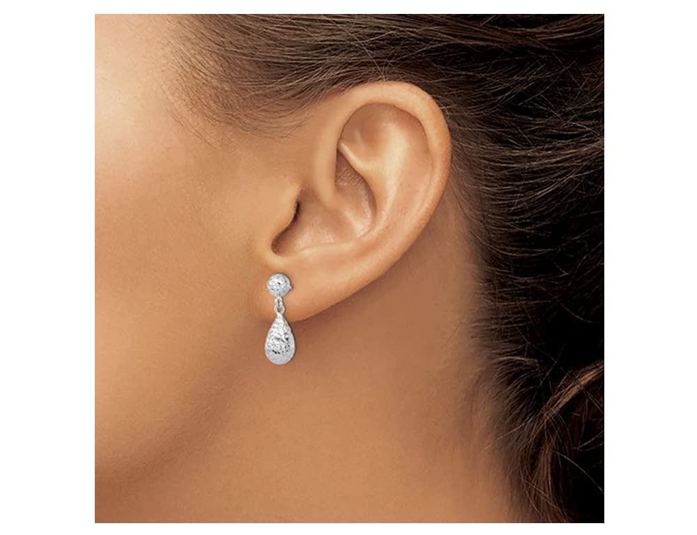 10K White Gold Dangle Drop Earrings for Women - Elegant Wedding, Party & Evening Jewelry Gift