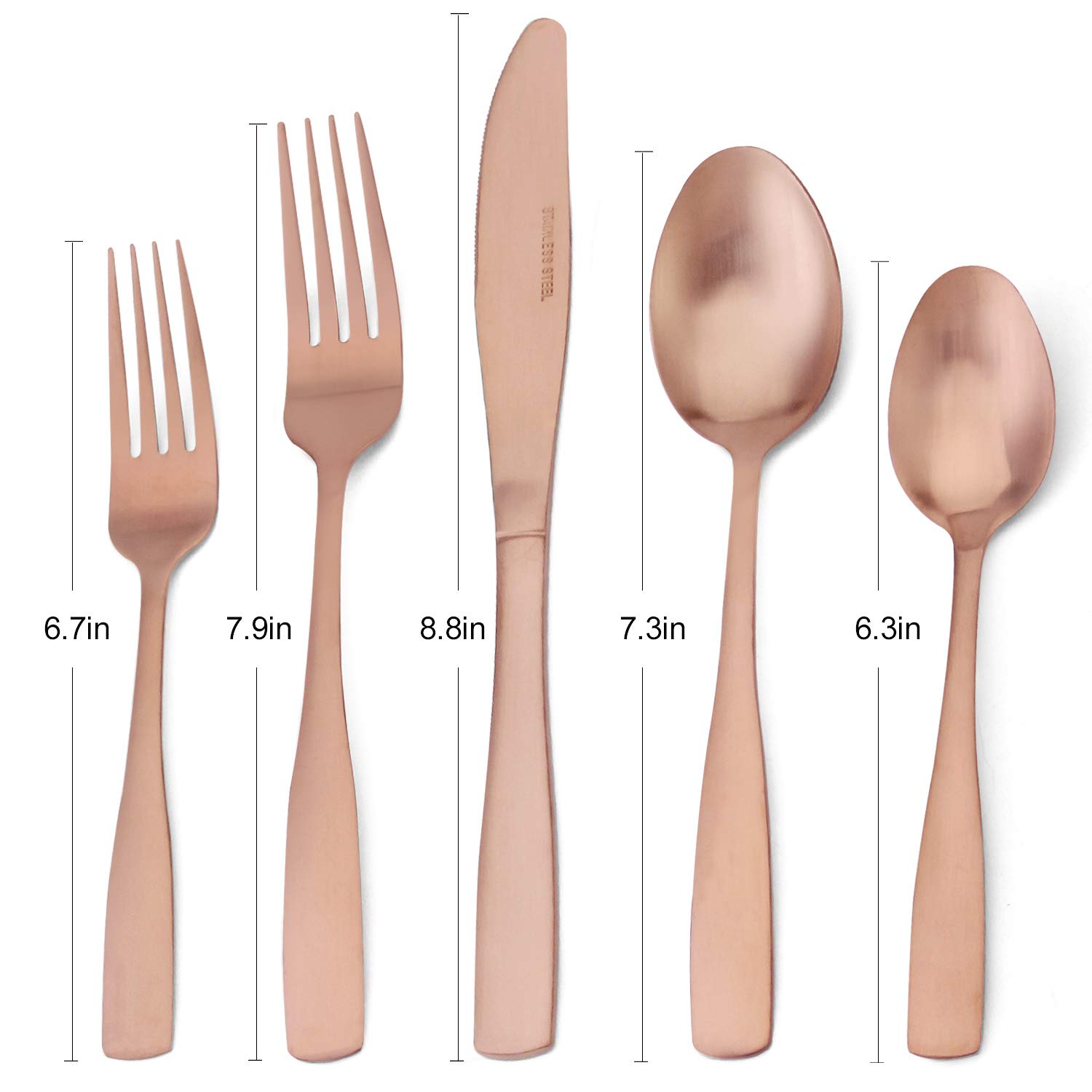 20-Piece Matte Rose Gold Silverware Set - Stainless Steel Flatware for 4, Elegant Tableware Cutlery Set - Dishwasher Safe Kitchen Utensils for Dining, Parties & Home Decor