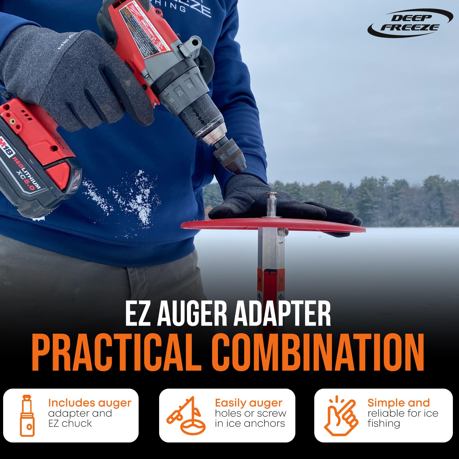 EZ Ice Auger Drill Adapter - Quick Connect for Pistol Bit, K-Drill & Lite-Flite - Electric Drill Auger Attachment for Ice Fishing - Compatible with Cordless Drills - Perfect for Winter Ice Fishing & DIY Projects