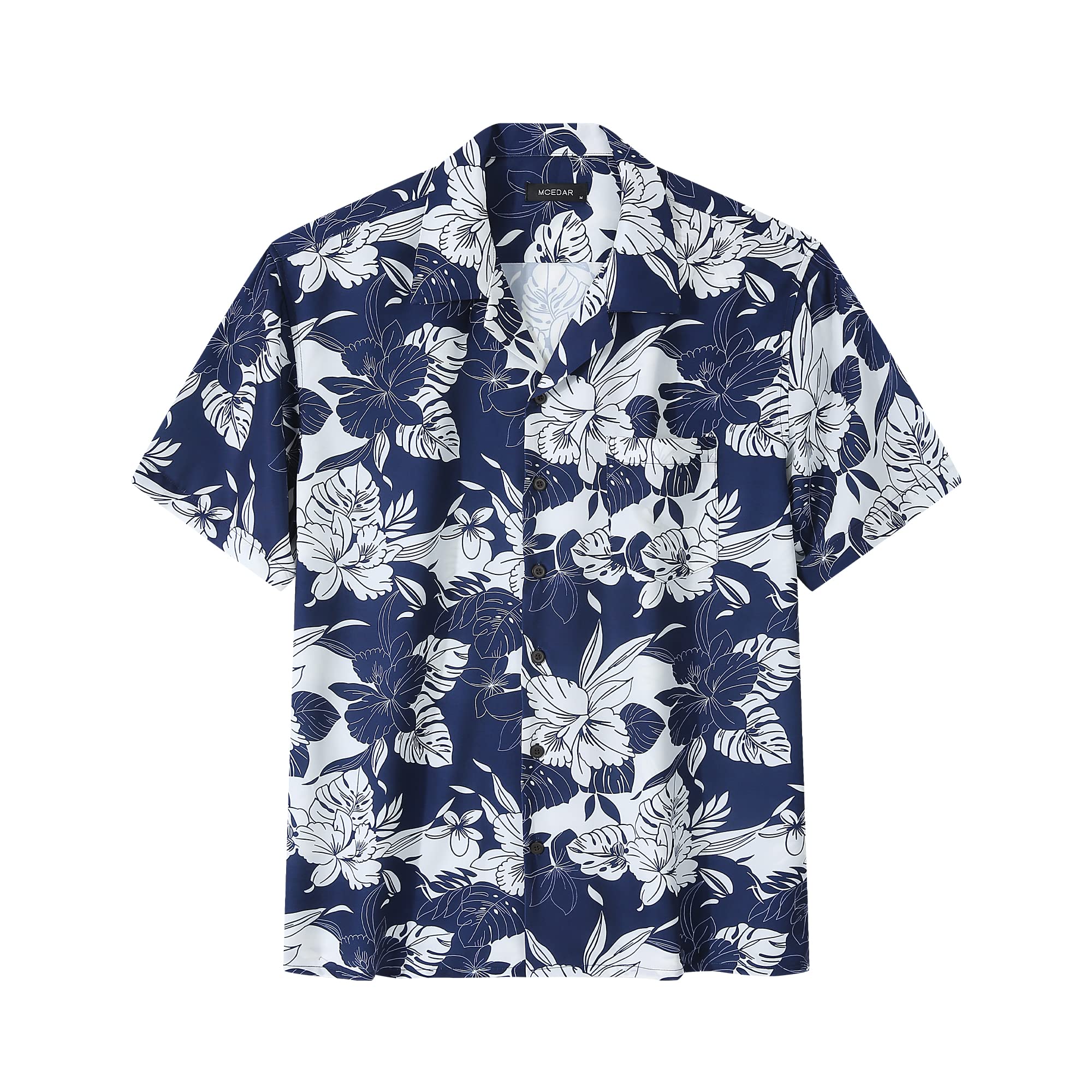 MCEDAR Men's Hawaiian Shirts Short Sleeve Button Down Tropical Aloha Beach Shirt for Big and Tall - Casual Summer Vacation, Beach Party & Luau Outfit