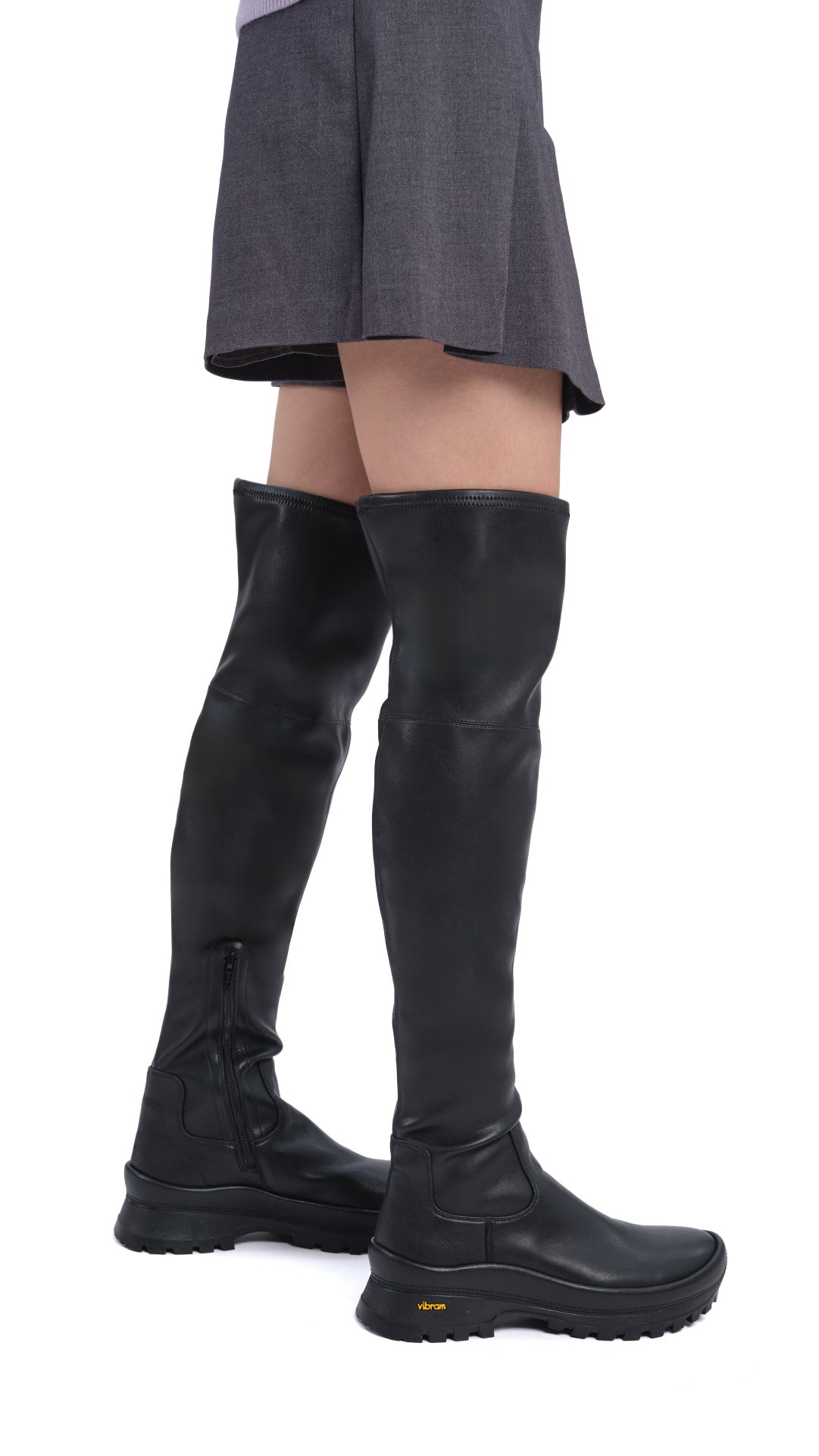 Sexy Thigh High Faux Leather Boots for Women - Stretchy Over The Knee Boots with Side Zipper - Perfect for Party, Night Out & Winter Fashion