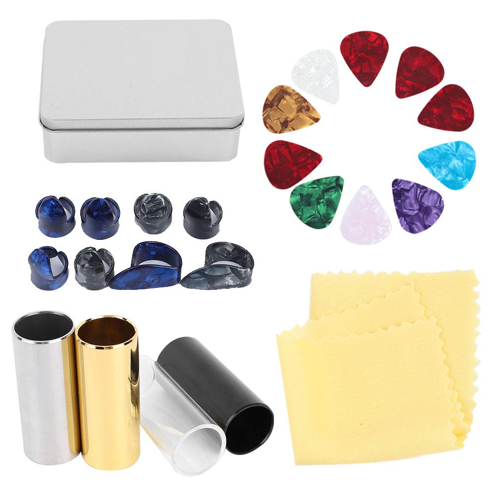 **Premium Guitar Accessories Kit with Slides, Celluloid Picks & Finger Picks - Includes Storage Case - Perfect for Acoustic & Electric Guitar Players - Great for Practice, Performances & Travel**