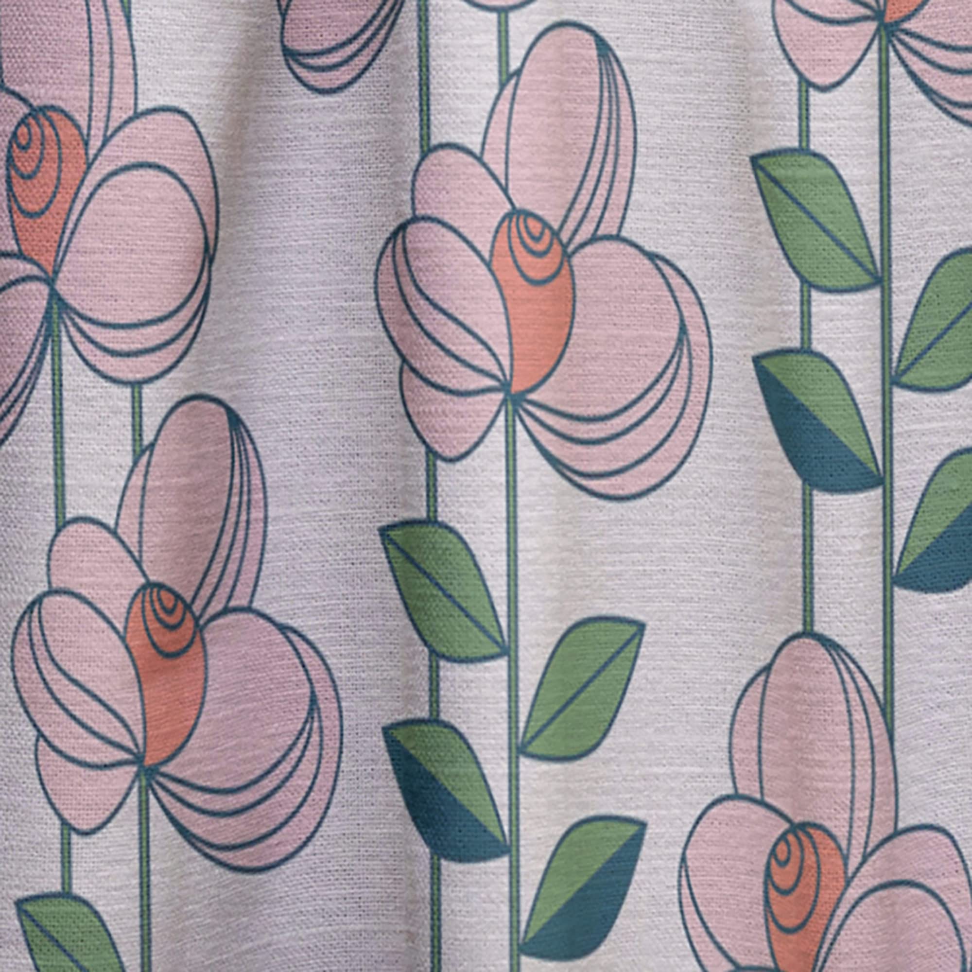DesignQ Floral Botanical Retro XII Thermal Insulated Curtains - 52x90 Inch Single Panel for Bedroom & Living Room - Perfect for Home Decor, Sun Protection & Energy Efficiency