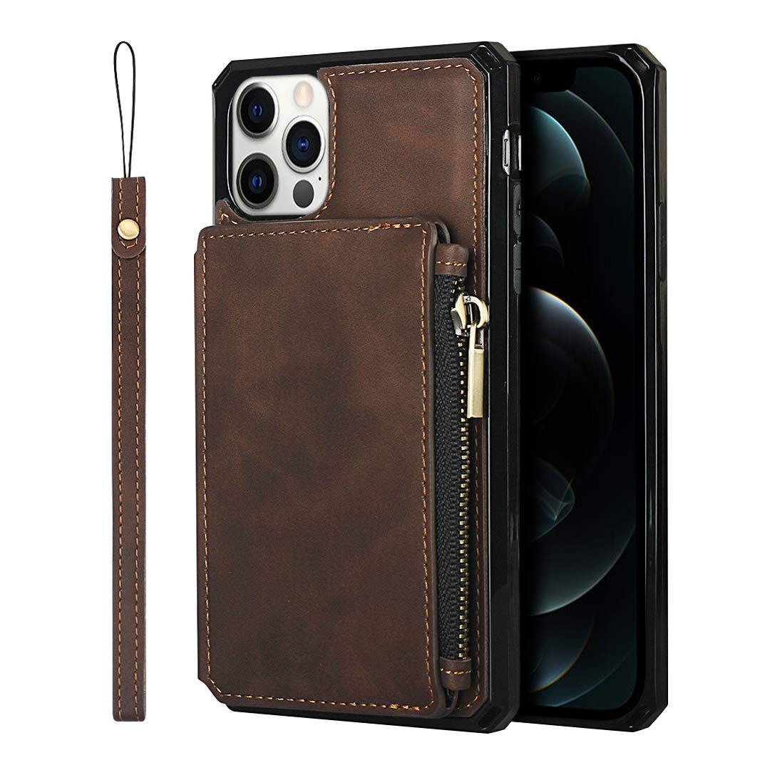 Premium PU Leather Zipper Wallet Case for iPhone 12 Pro Max (6.7