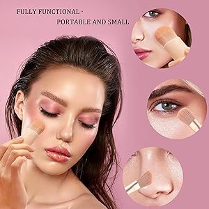 Premium 5-Piece Travel Makeup Brush Set with Mirror - Synthetic Foundation & Powder Brushes Kit in Storage Box - Mini Cosmetic Tools for On-the-Go Makeup Application | Perfect for Travel, Gym, and Daily Touch-Ups