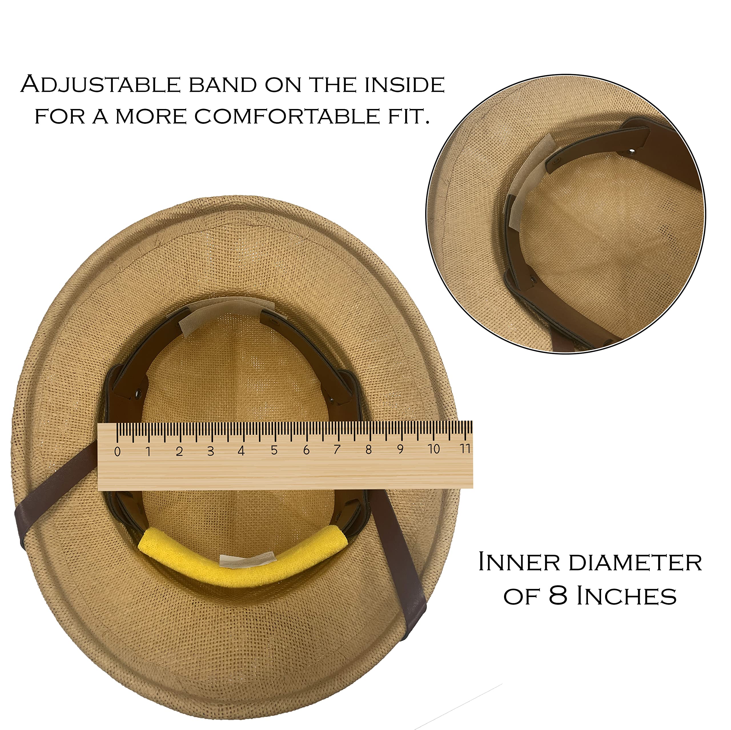 Funny Safari Pith Helmet Hat - Adult Costume Party Hat - French Colonial Beige Sun Hat for Halloween, Cosplay & Jungle Adventure Theme Parties