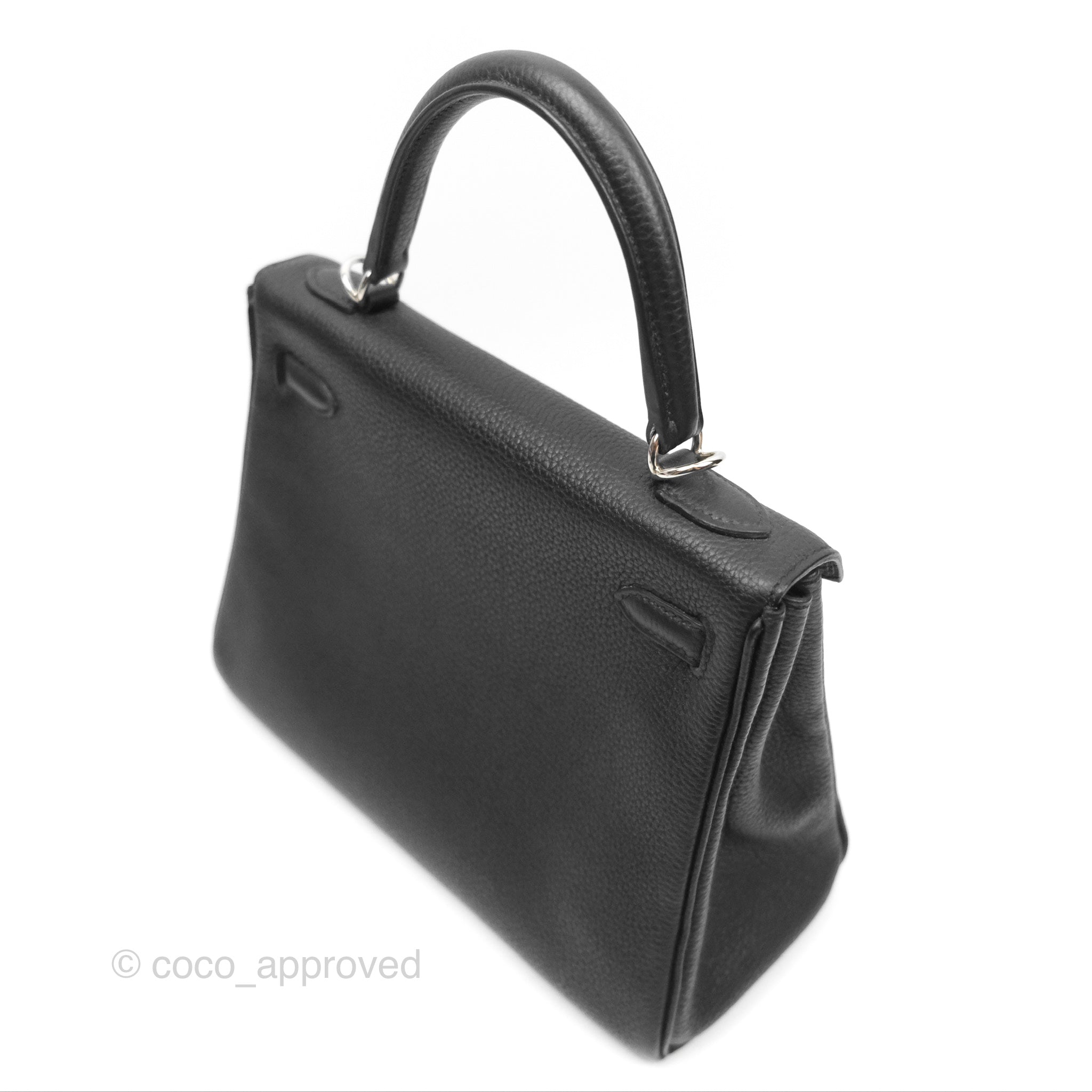 Authentic Hermès Retourne Kelly 25 Handbag - Black Togo Leather with Palladium Hardware | Luxury Designer Bag for Women | Perfect for Work, Evening Events & Special Occasions