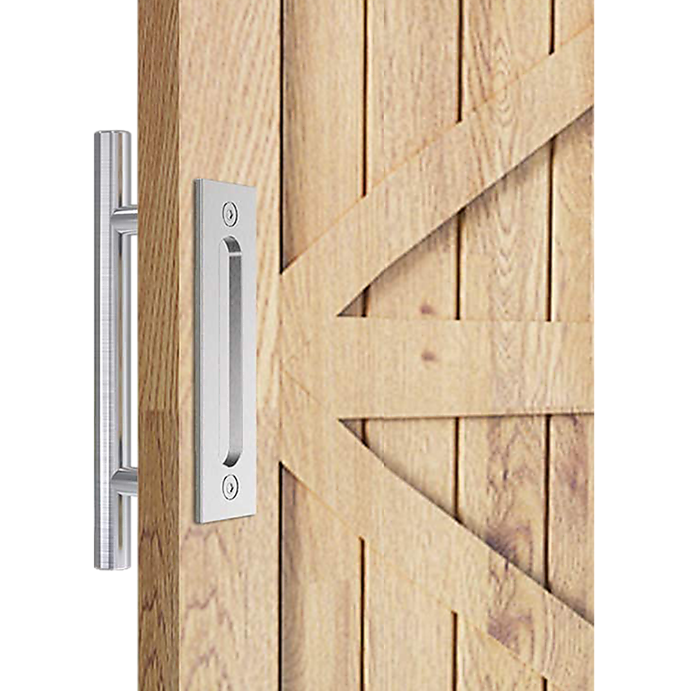 12 Pack Stainless Steel Barn Door Handles - Sliding Flush Pull Hardware for Wood Doors & Gates - Rust-Resistant Cabinet & Furniture Pulls for Home, Office & Farmhouse Decor