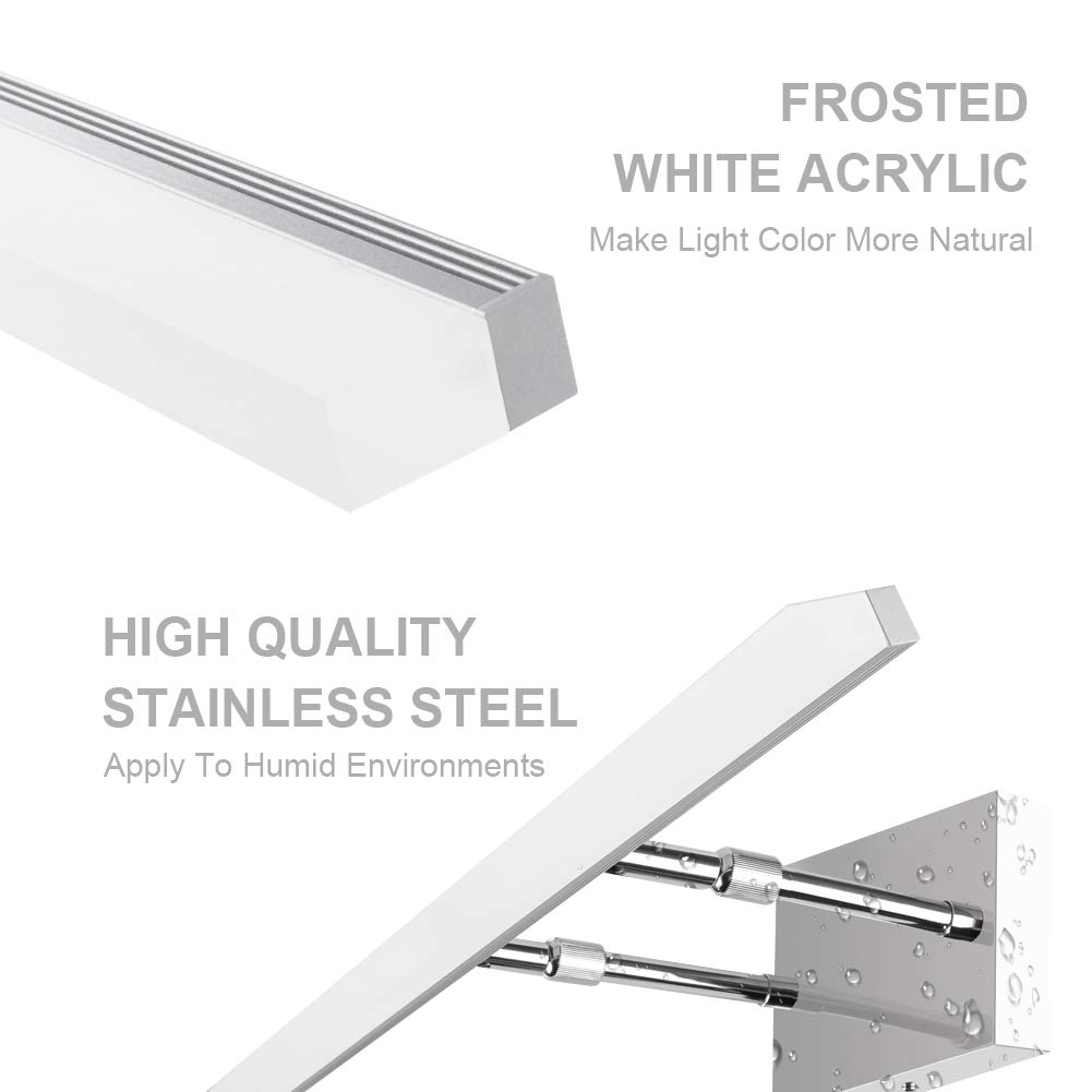 Aipsun 24 Inch Dimmable LED Vanity Light - Adjustable Bathroom Mirror Lighting Fixture with Chrome Finish (White Light) - Perfect for Modern Bathrooms, Makeup Vanity & Dressing Rooms